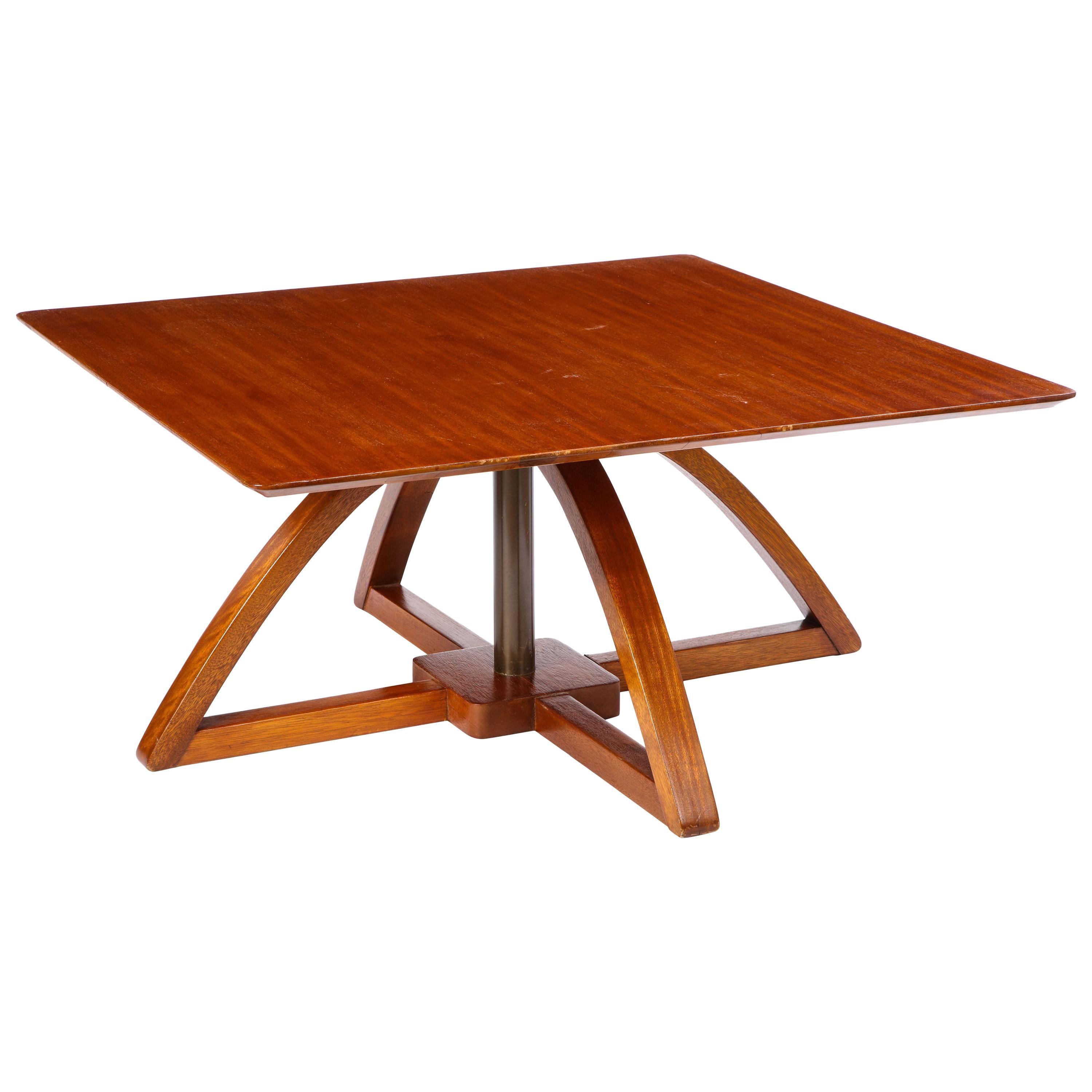 Adjustable Mahogany Square Low Table, Modern For Sale