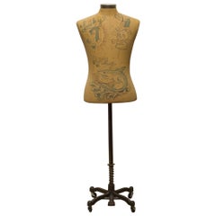 Adjustable Male Mannequin on Antique Style Base with Custom Tattoos