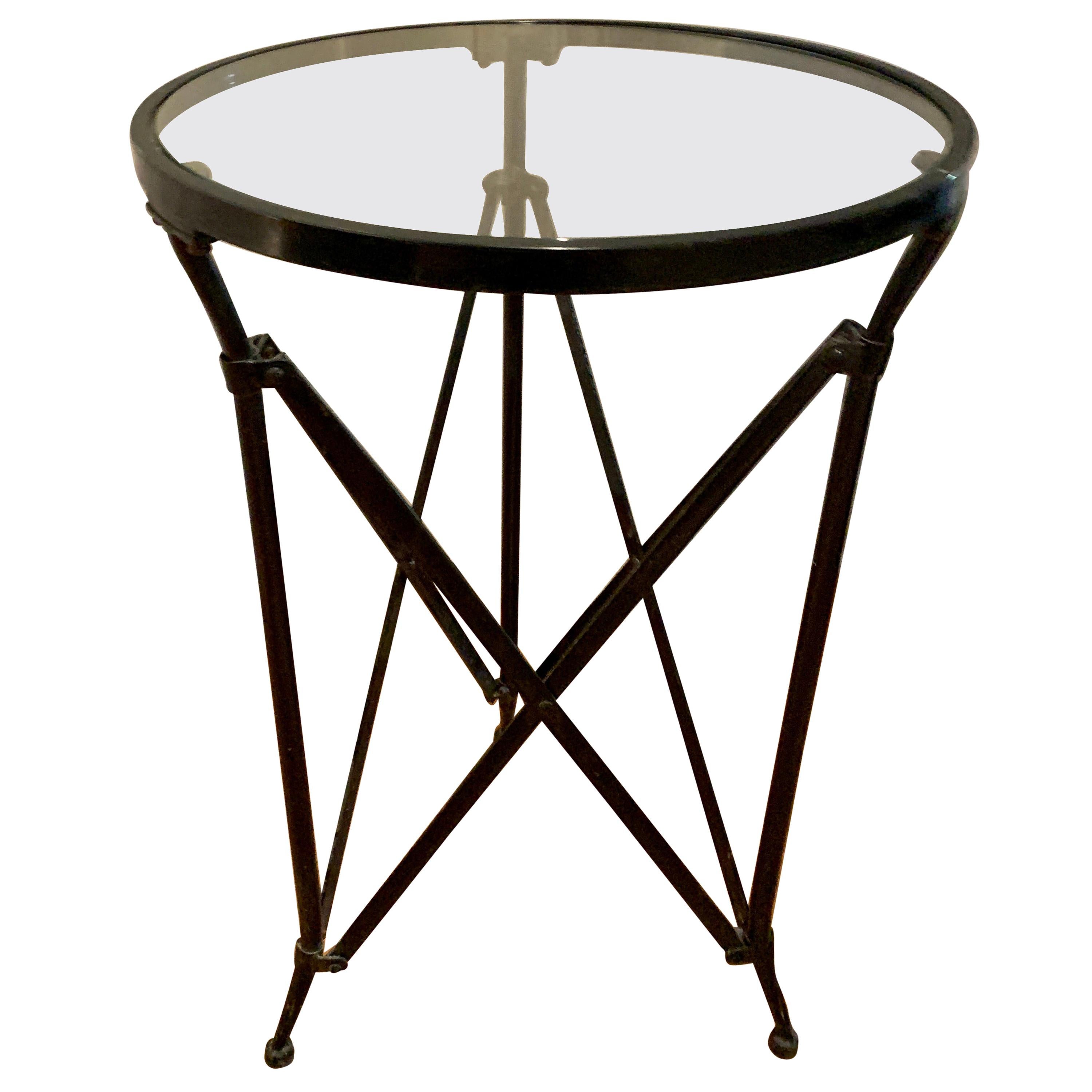 Black Metal Gueridon table with Glass Top 