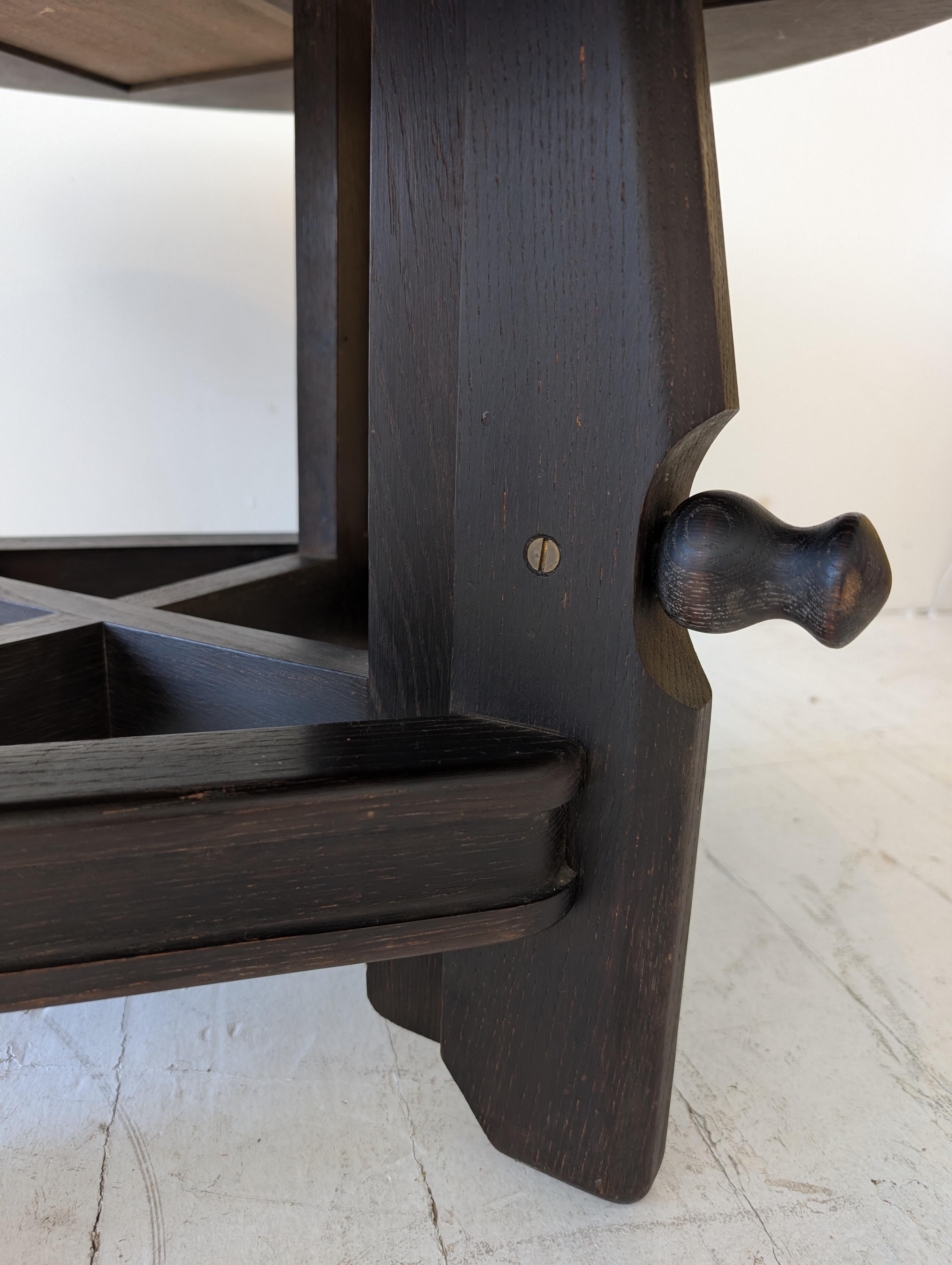 Adjustable mid century coffee / dining table by Guillerme & Chambron, France 60s For Sale 3