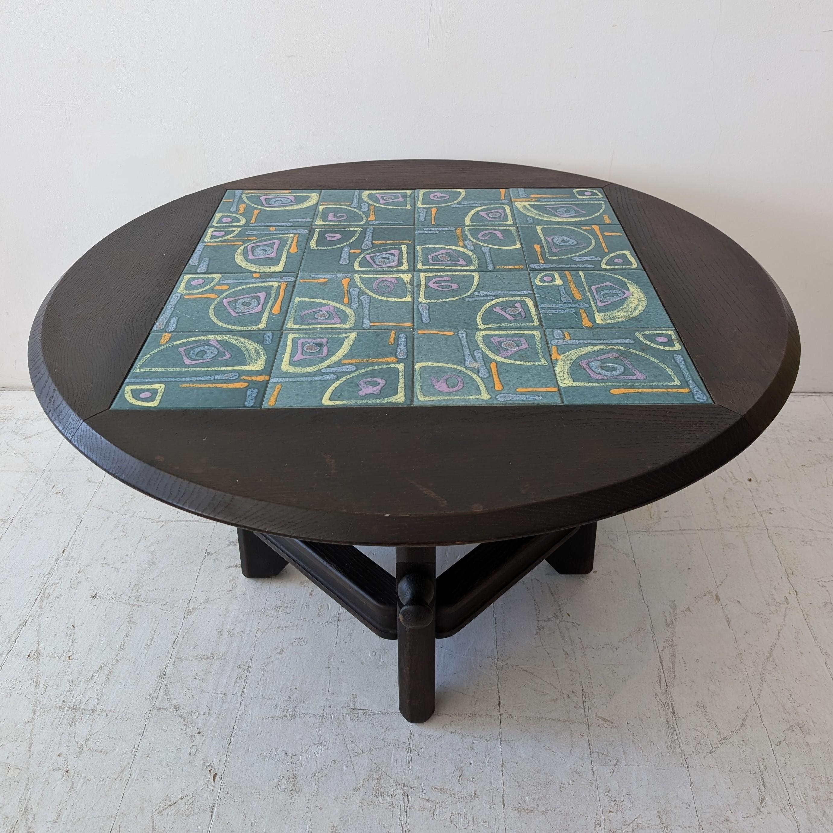 20th Century Adjustable mid century coffee / dining table by Guillerme & Chambron, France 60s For Sale