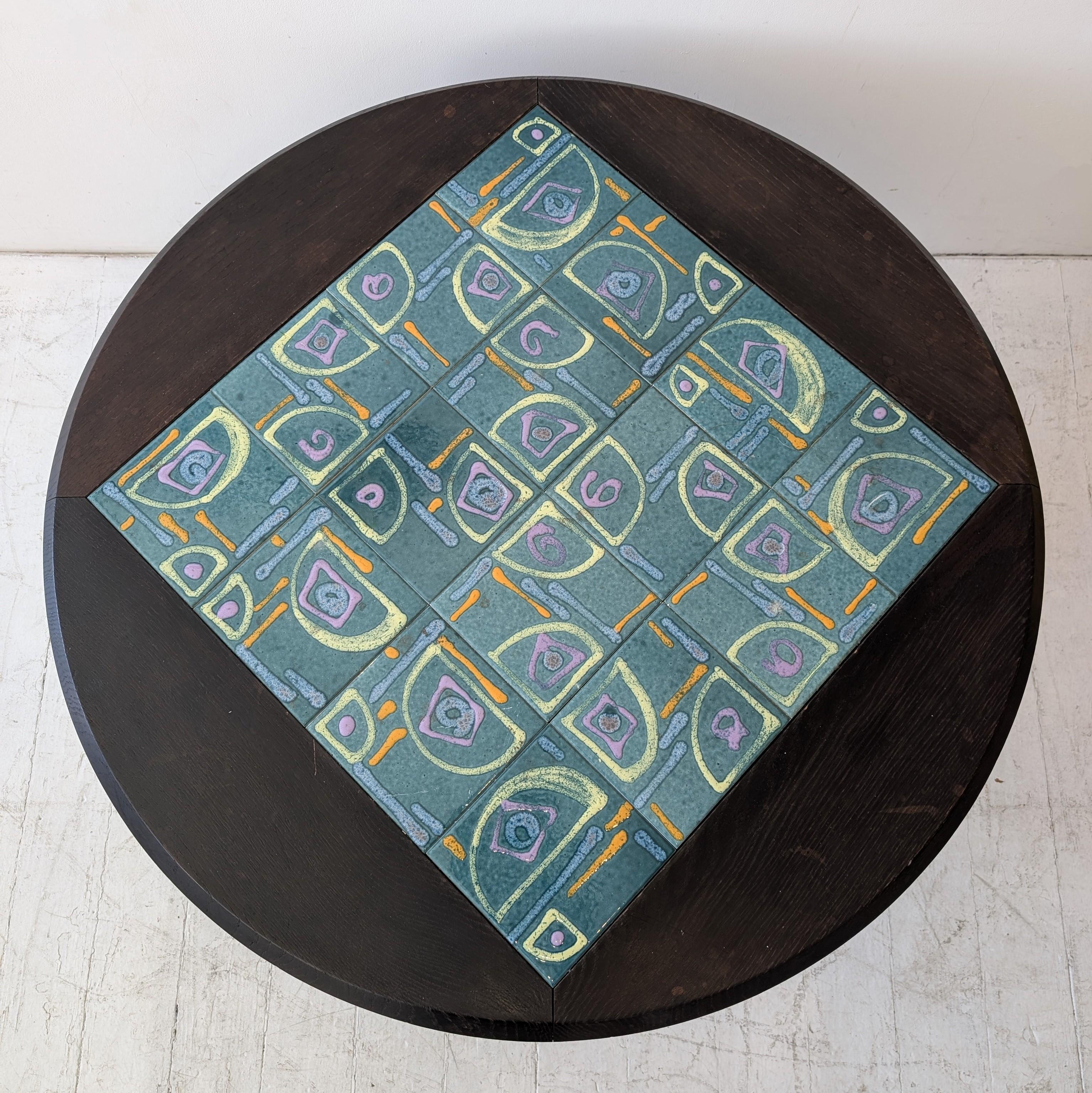 Ceramic Adjustable mid century coffee / dining table by Guillerme & Chambron, France 60s For Sale