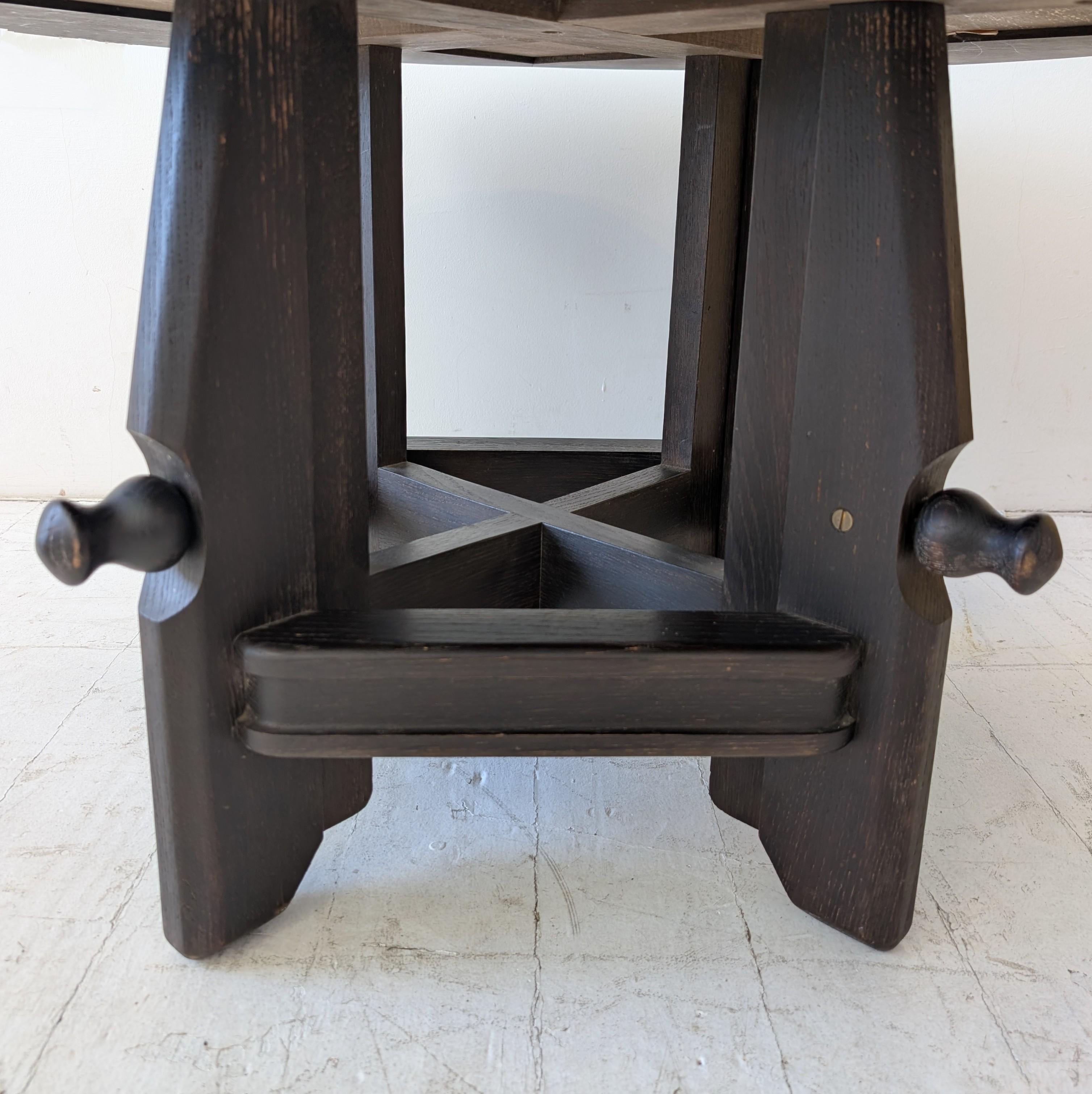 Adjustable mid century coffee / dining table by Guillerme & Chambron, France 60s For Sale 2