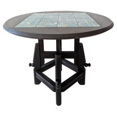 Adjustable mid century coffee / dining table by Guillerme & Chambron, France 60s