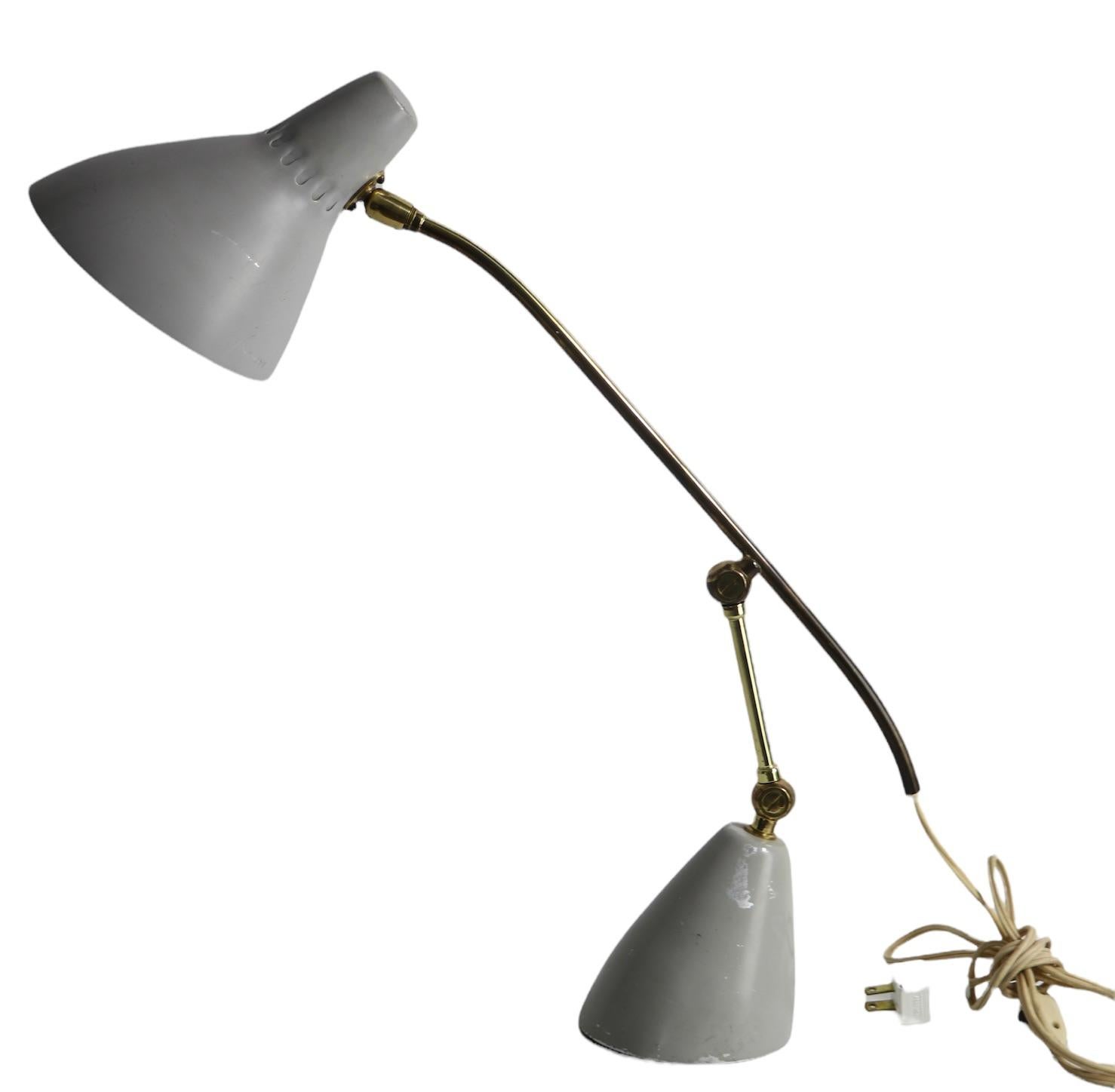 Mid-Century Modern Adjustable Mid Century Desk Lamp Possibly German or Italian in Origin