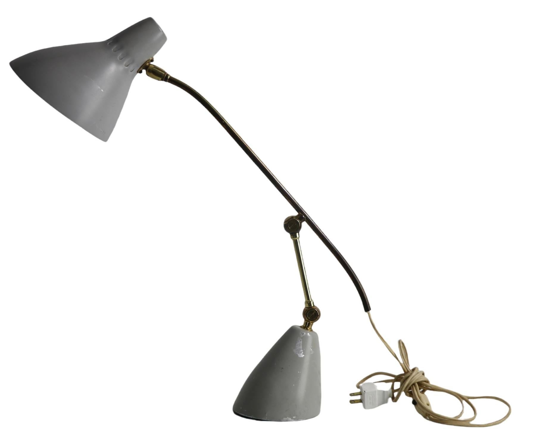 Adjustable Mid Century Desk Lamp Possibly German or Italian in Origin In Good Condition In New York, NY
