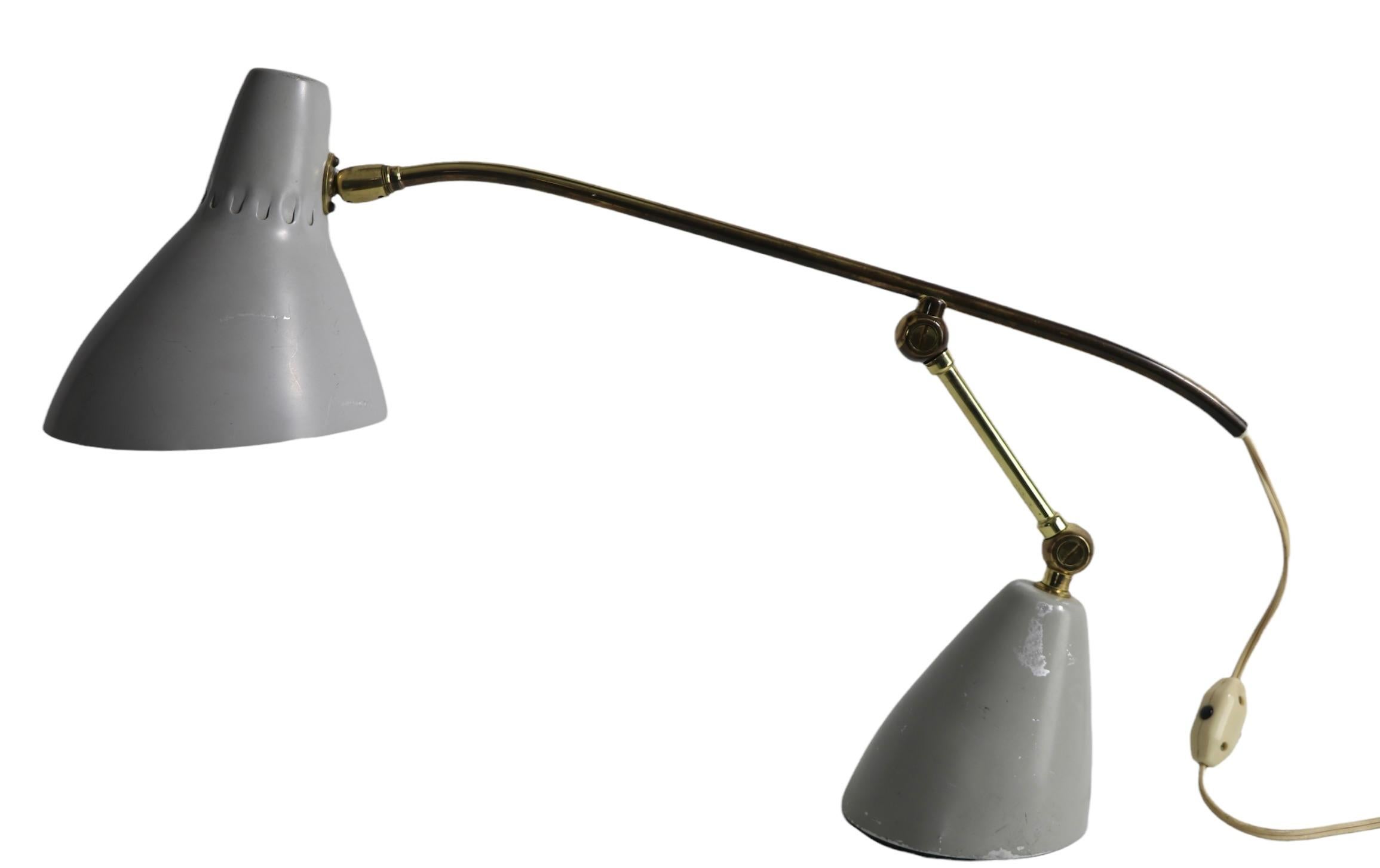 Metal Adjustable Mid Century Desk Lamp Possibly German or Italian in Origin