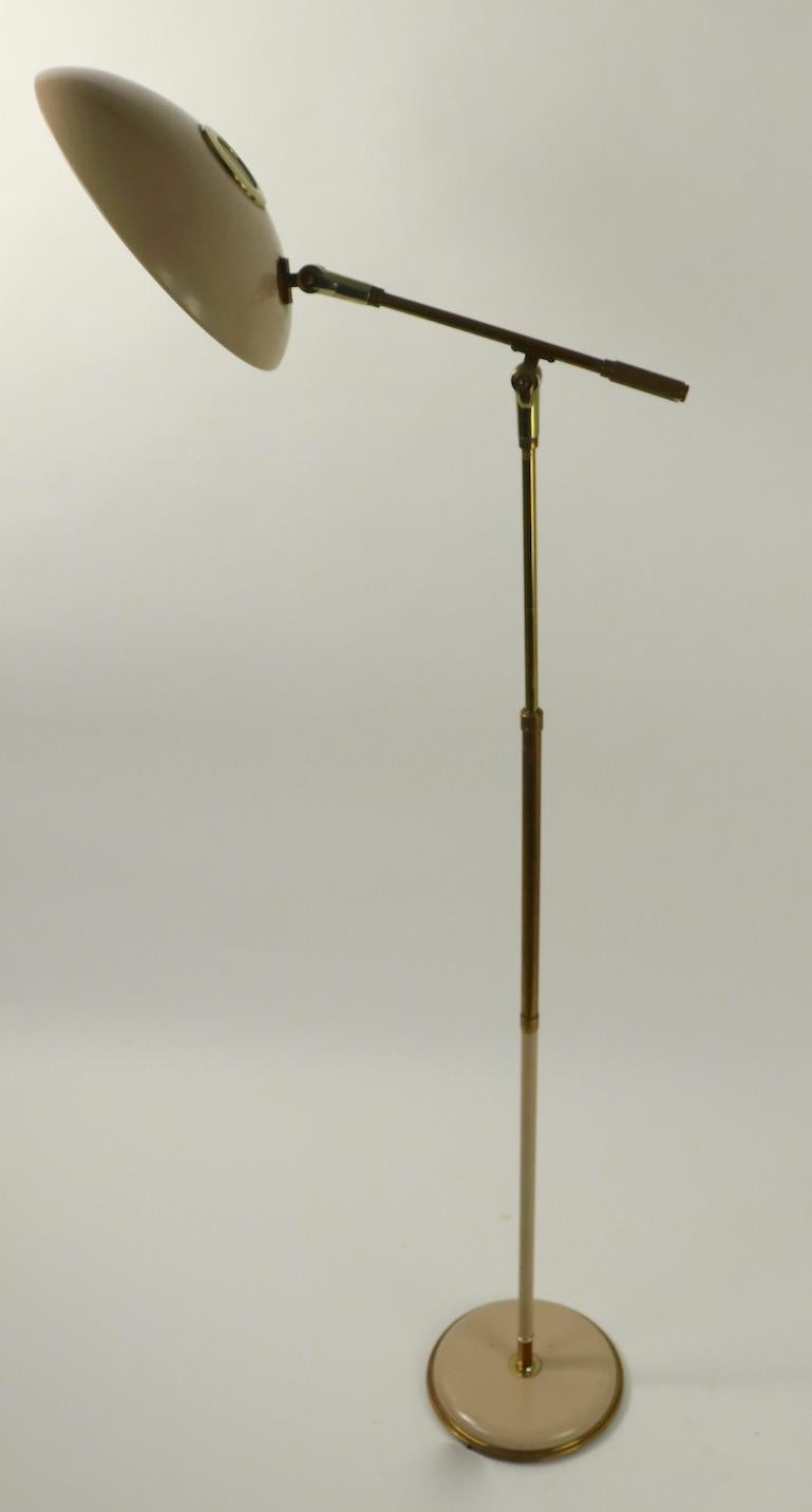 Adjustable Mid Century Floor Lamp with Disk Shade by Thurston for Lightolier 3