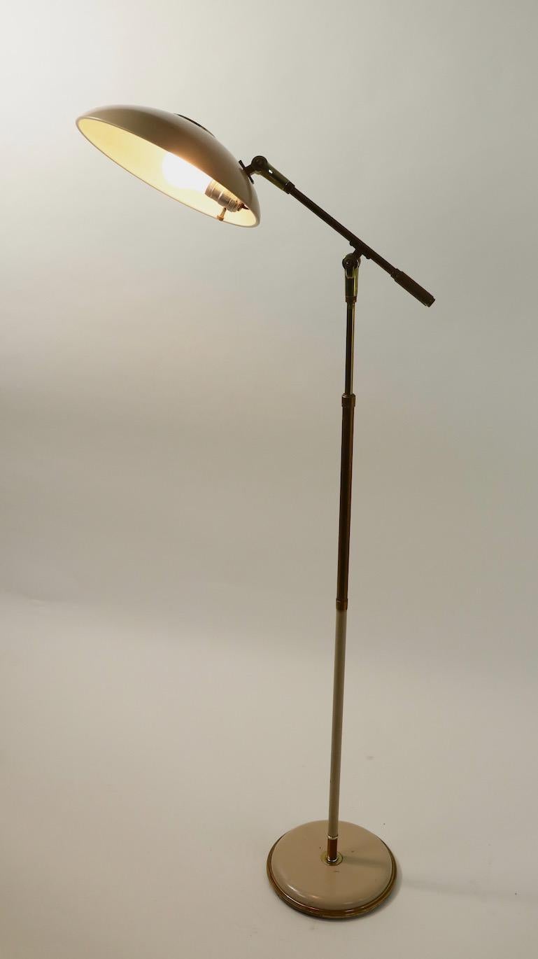Mid-Century Modern Adjustable Mid Century Floor Lamp with Disk Shade by Thurston for Lightolier