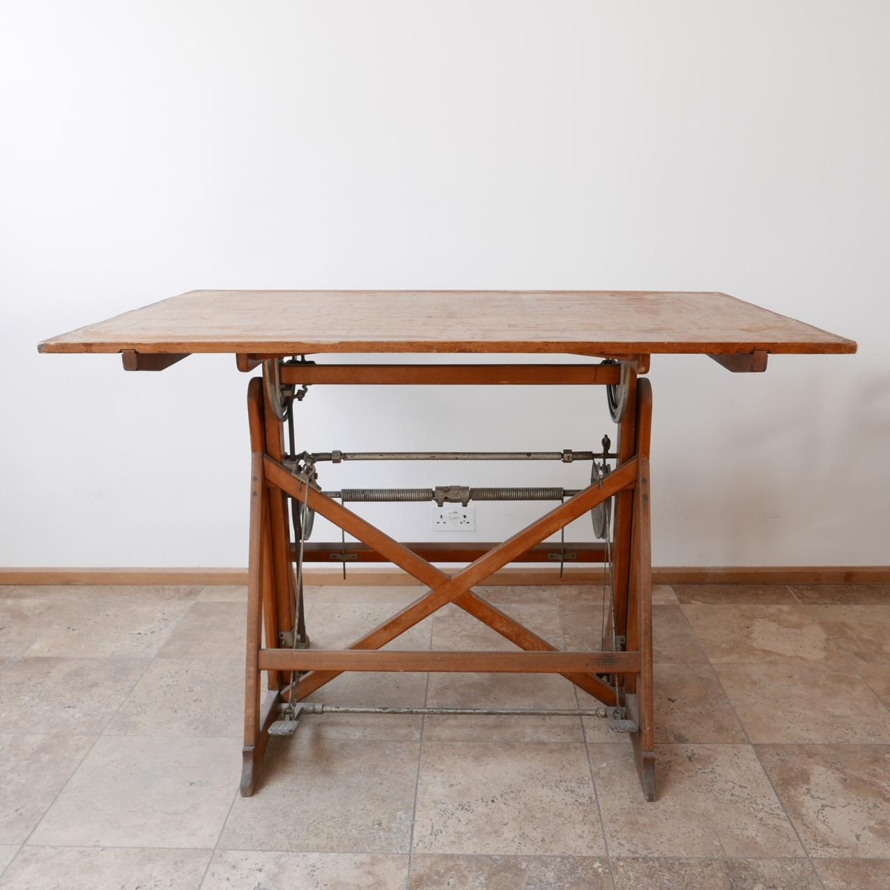 Adjustable Midcentury Italian Architects Desk Table In Good Condition In London, GB