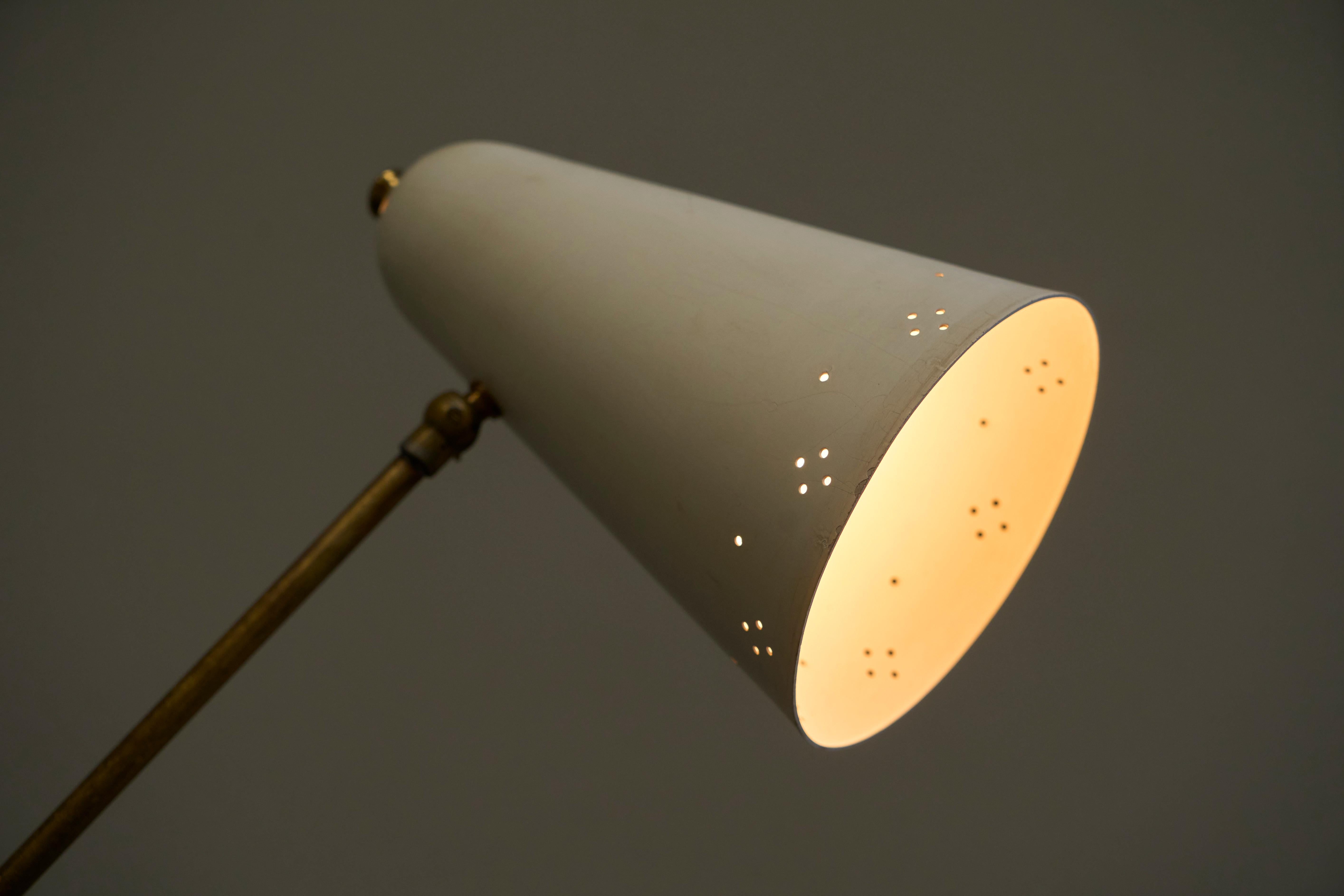Mid-Century Modern Adjustable Mid Century Table Lamp with Perforated Shade 1950s For Sale