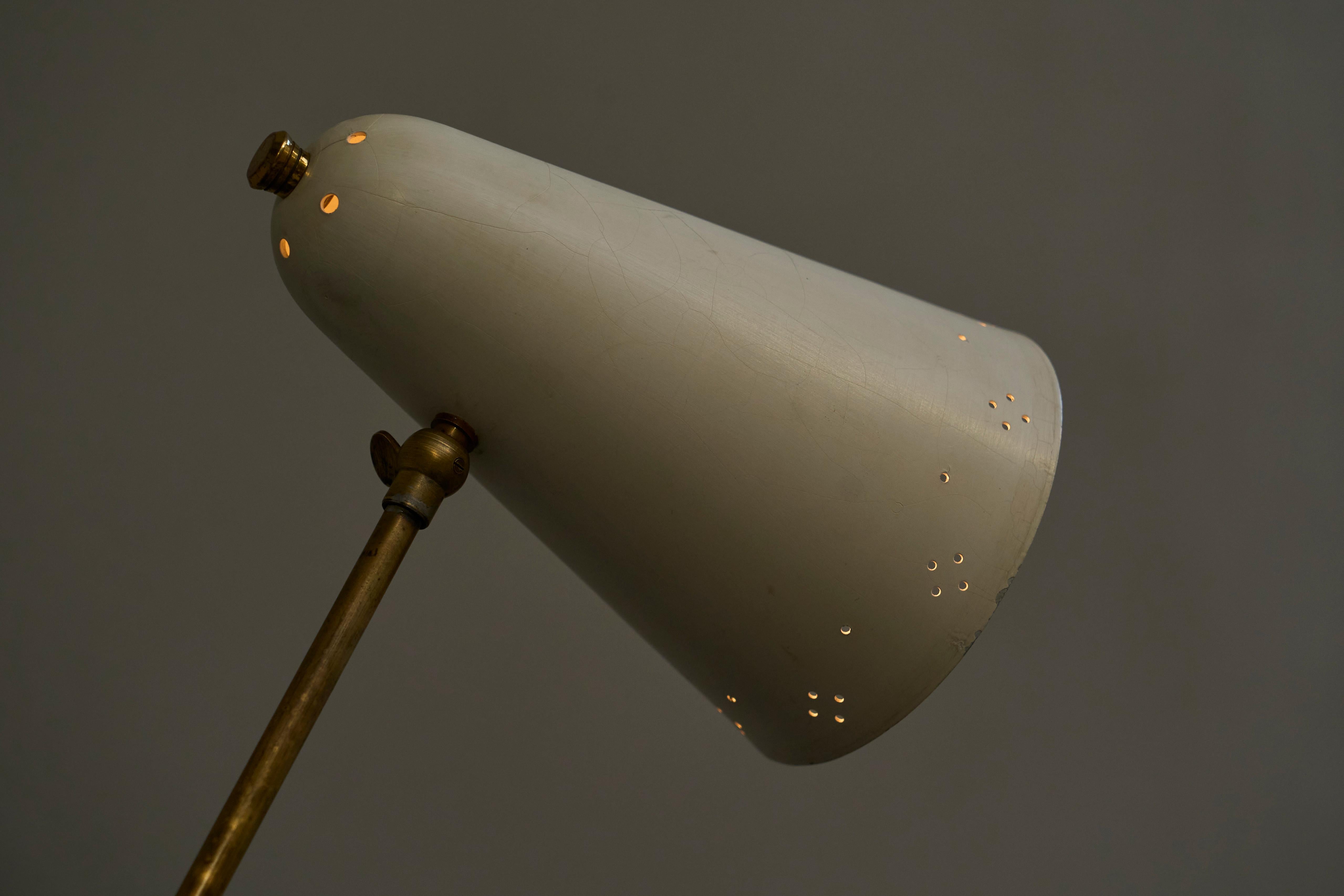 European Adjustable Mid Century Table Lamp with Perforated Shade 1950s For Sale