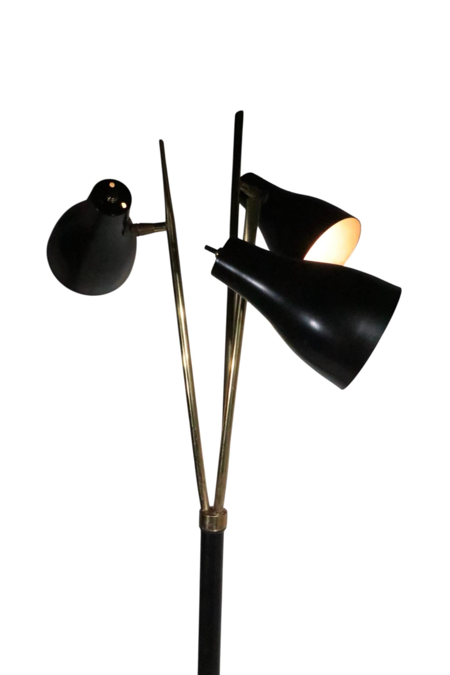 Adjustable Mid Century Three Light Floor Lamp after Thurston for Lightolier For Sale 10