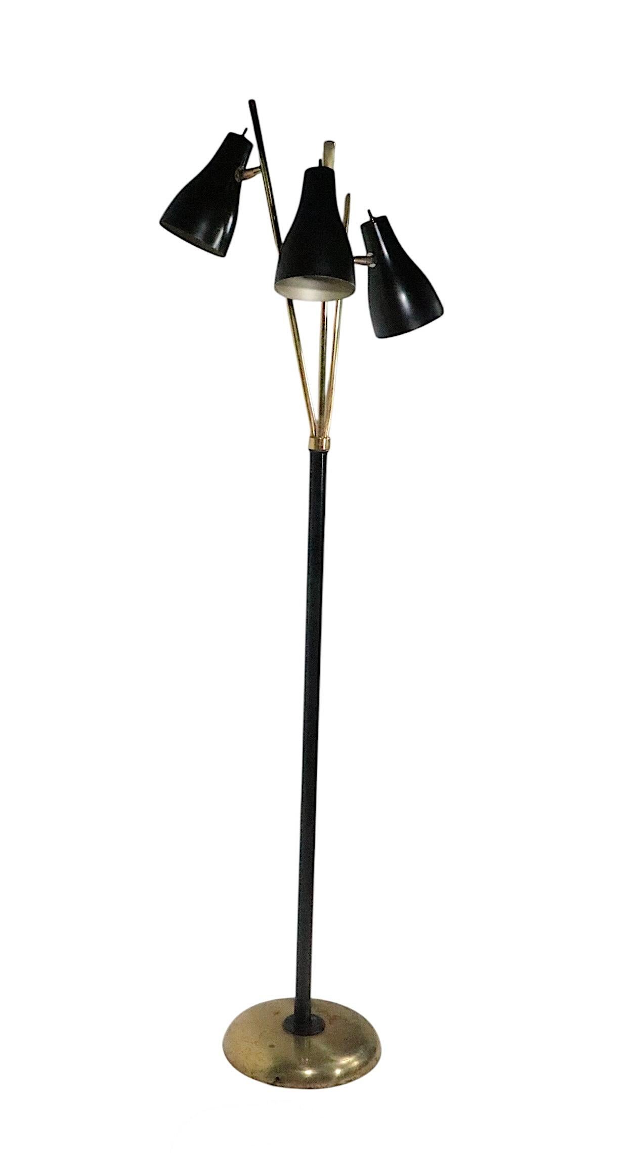 Adjustable Mid Century Three Light Floor Lamp after Thurston for Lightolier For Sale 1