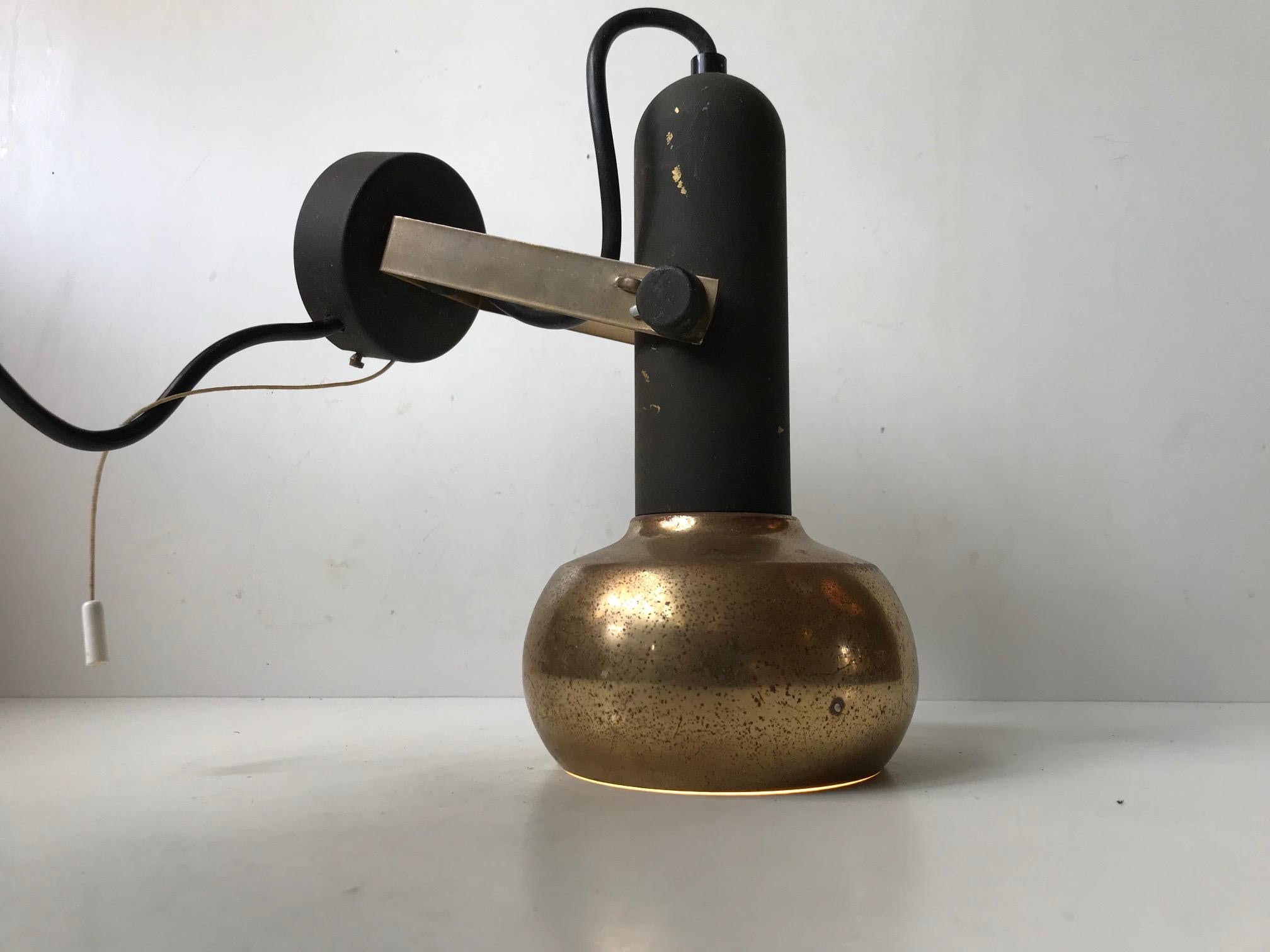 Mid-20th Century Adjustable Midcentury Wall Light in Brass by Simon & Schelle, Germany, 1960s For Sale