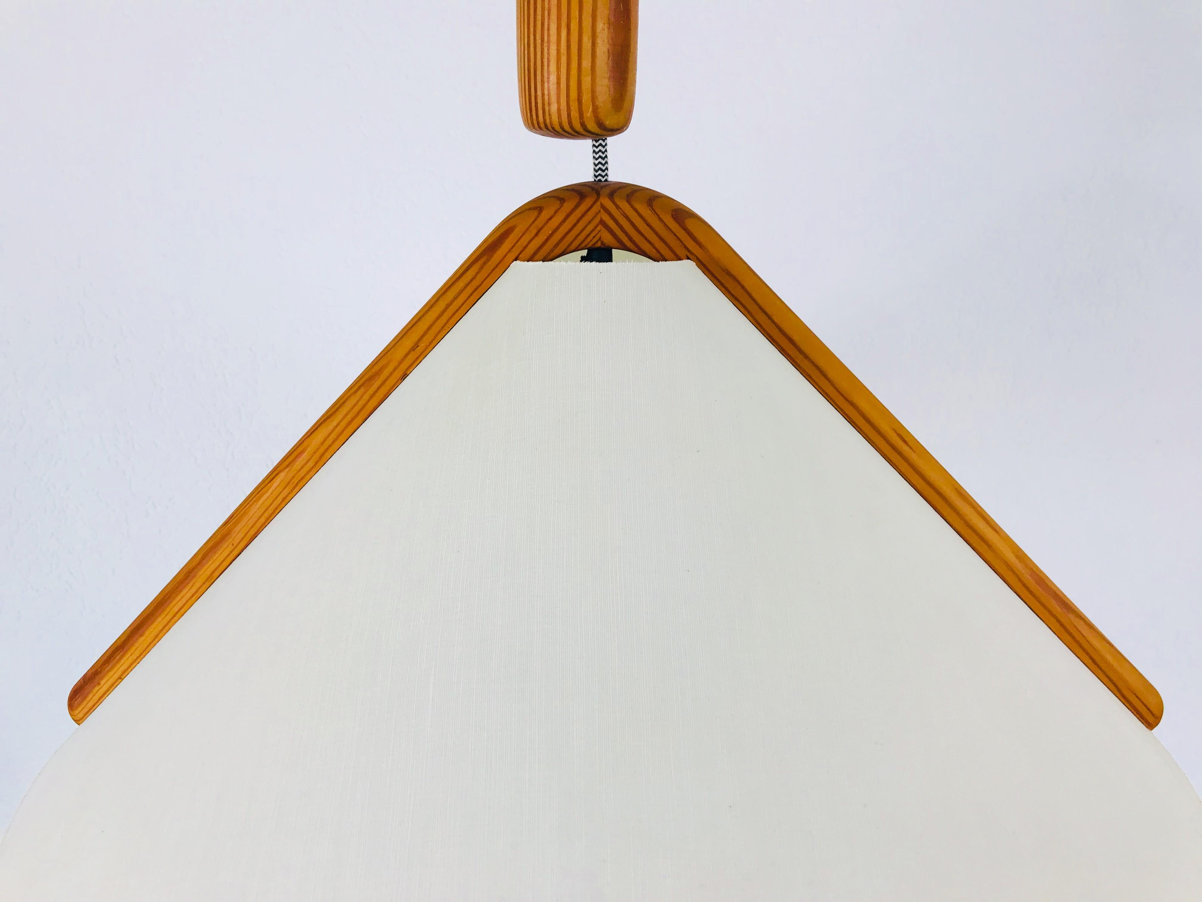 Teak Adjustable Midcentury Wooden Pendant Lamp with Counterweight by Domus, 1960s
