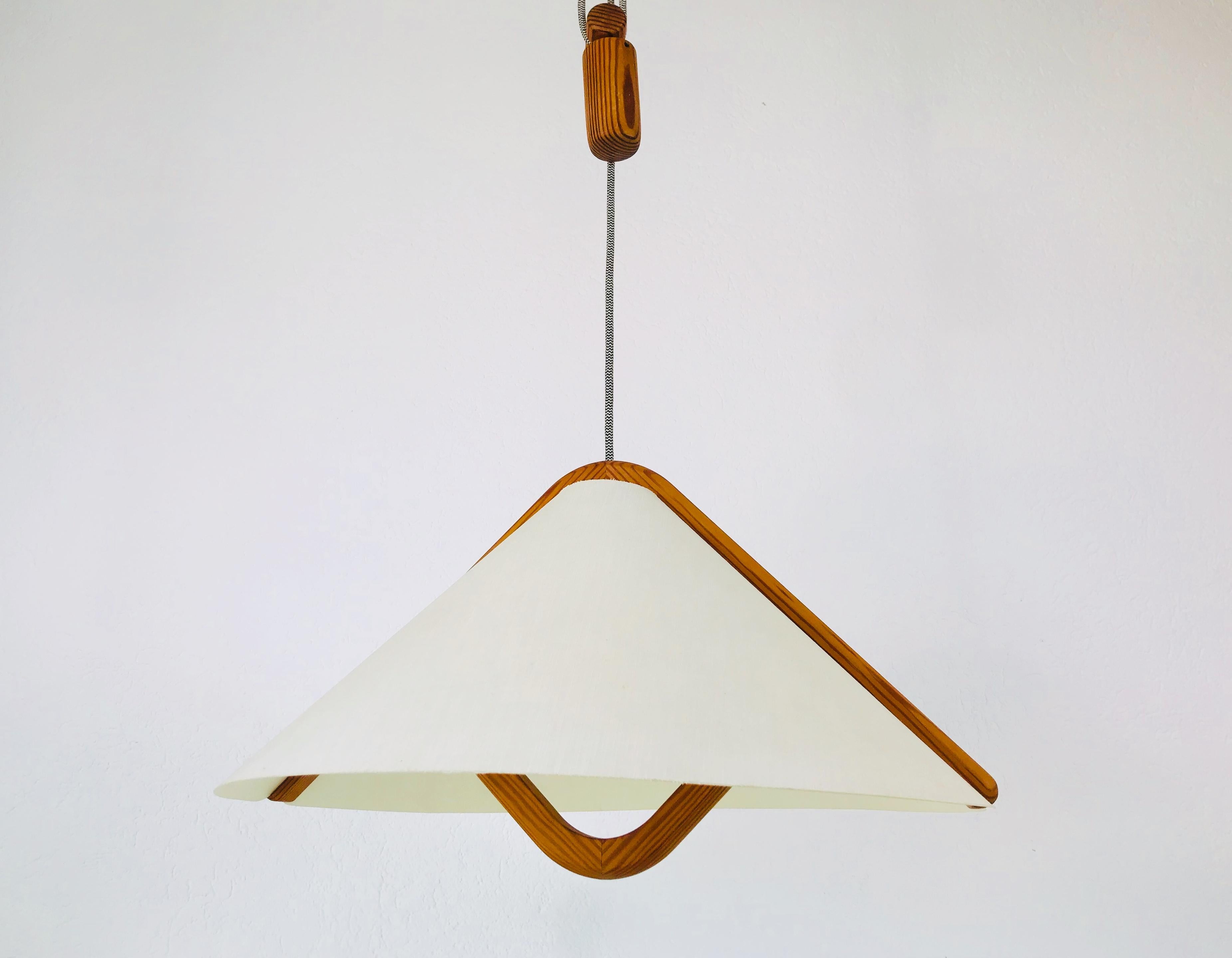 Adjustable Midcentury Wooden Pendant Lamp with Counterweight by Domus, 1960s 1