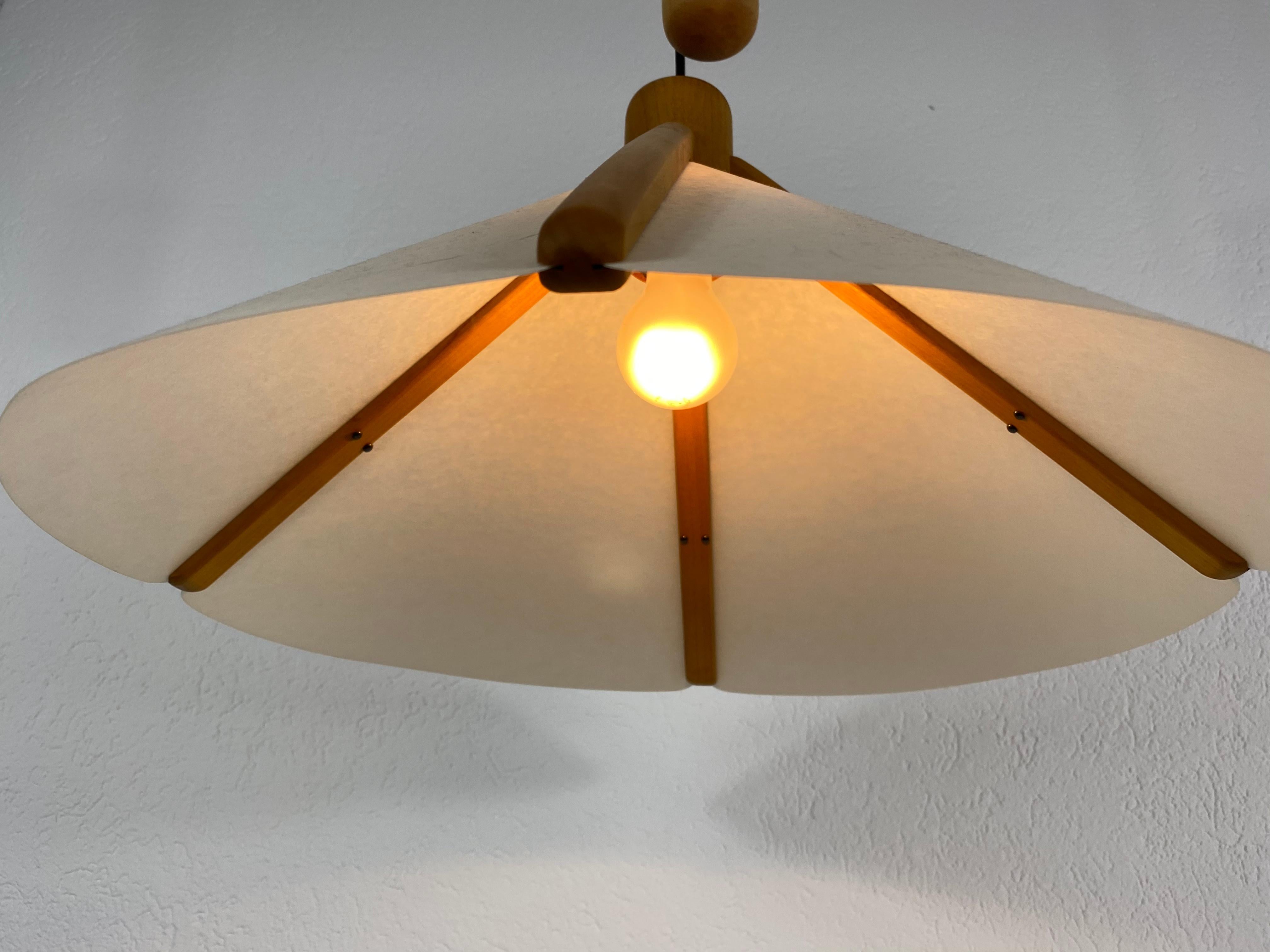 Adjustable Midcentury Wooden Pendant Lamp with Counterweight by Domus, 1960s 2