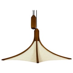 Adjustable Midcentury Wooden Pendant Lamp with Counterweight by Domus, 1960s