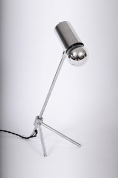 Jean Boris Lacroix Style Nickel-Plate Tripod Desk Lamp, 1960s