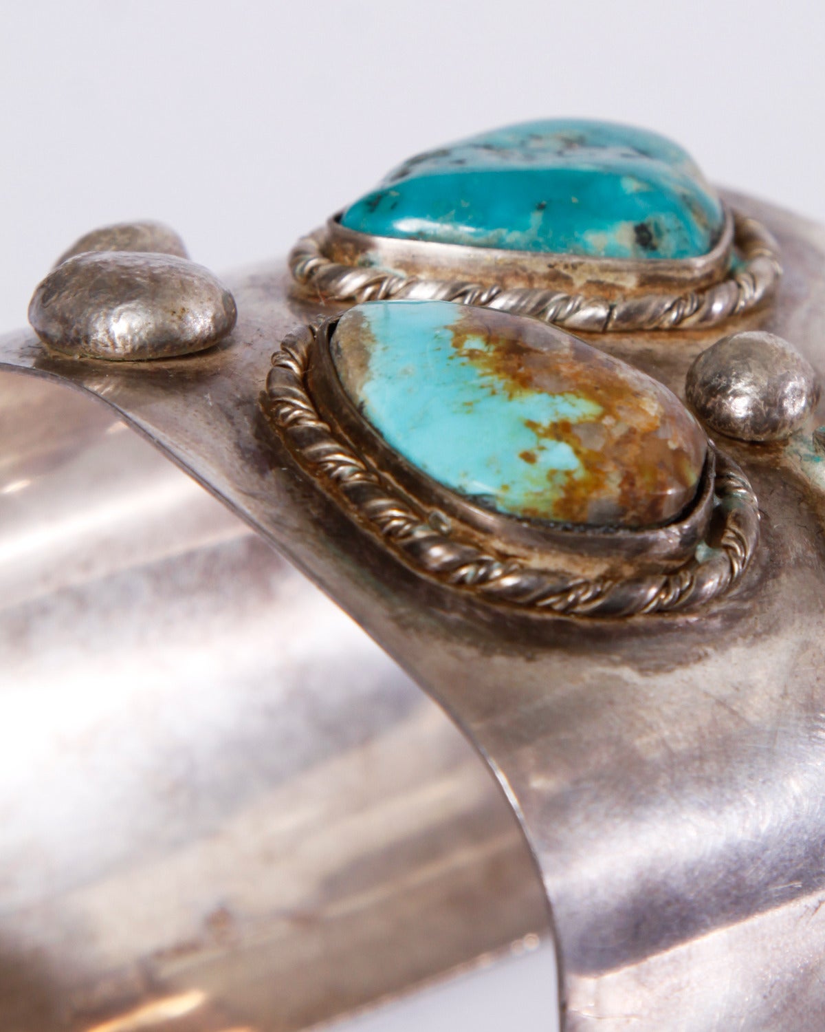 Adjustable Native American Vintage Sterling Silver Turquoise Cuff Bracelet 1