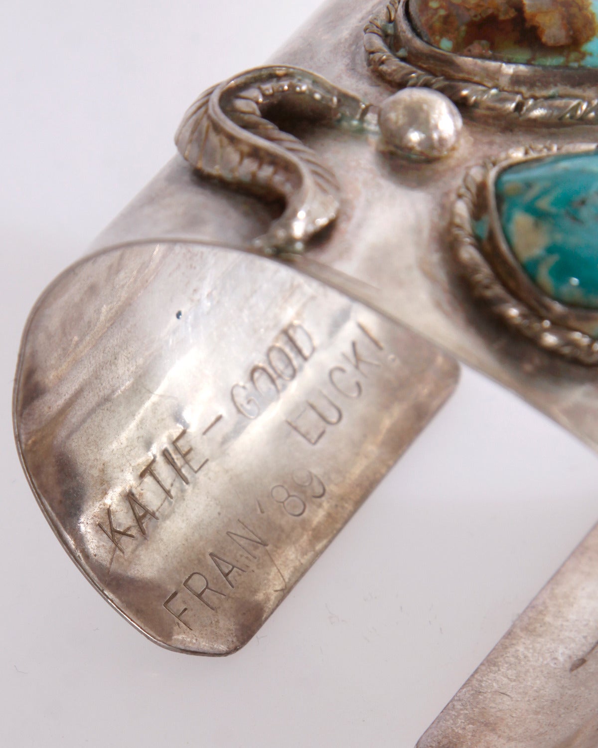 Adjustable Native American Vintage Sterling Silver Turquoise Cuff Bracelet 3