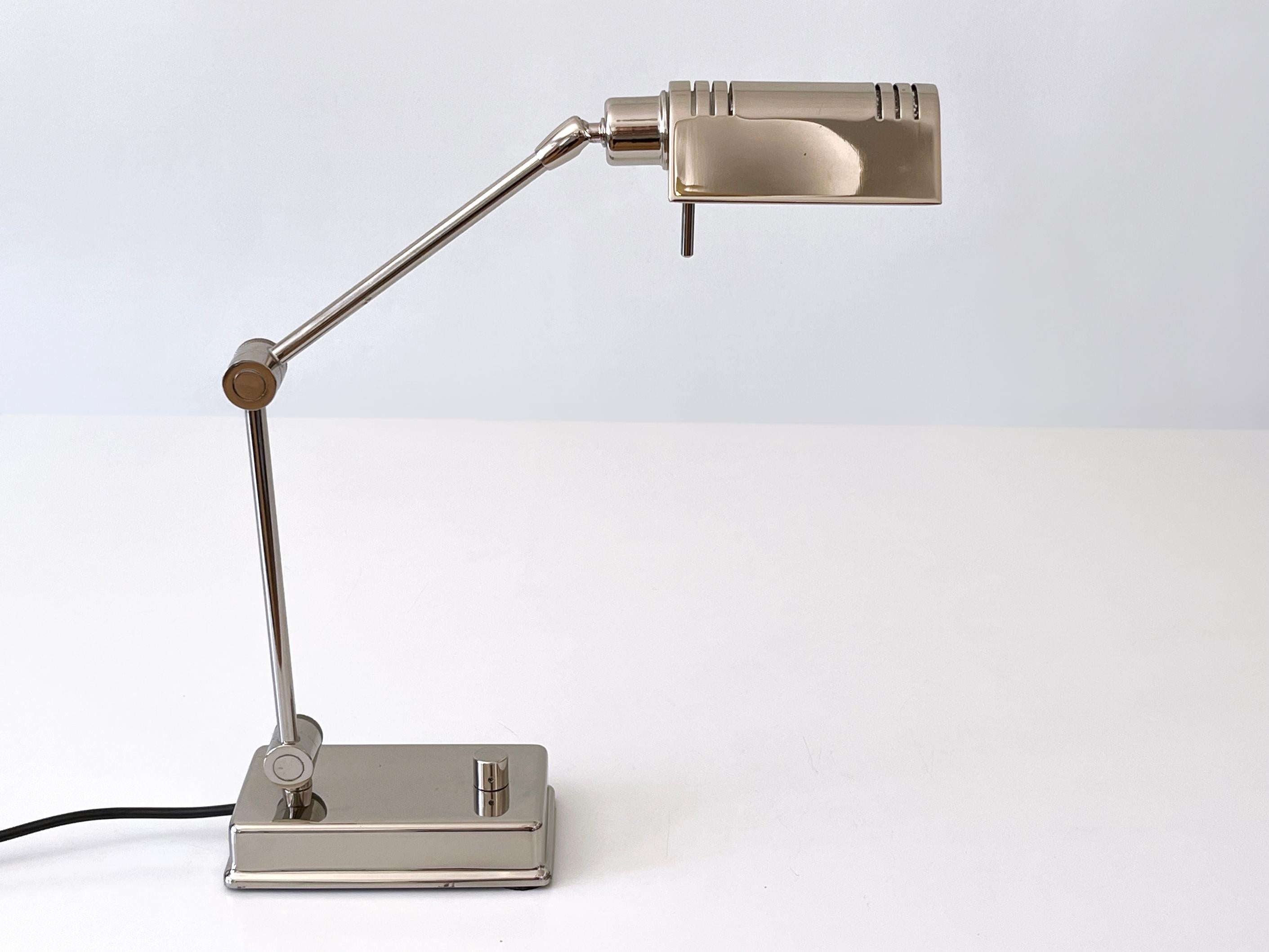 Adjustable Nickel-Plated Brass Desk Light by Holtkötter Germany 1980s For Sale 5