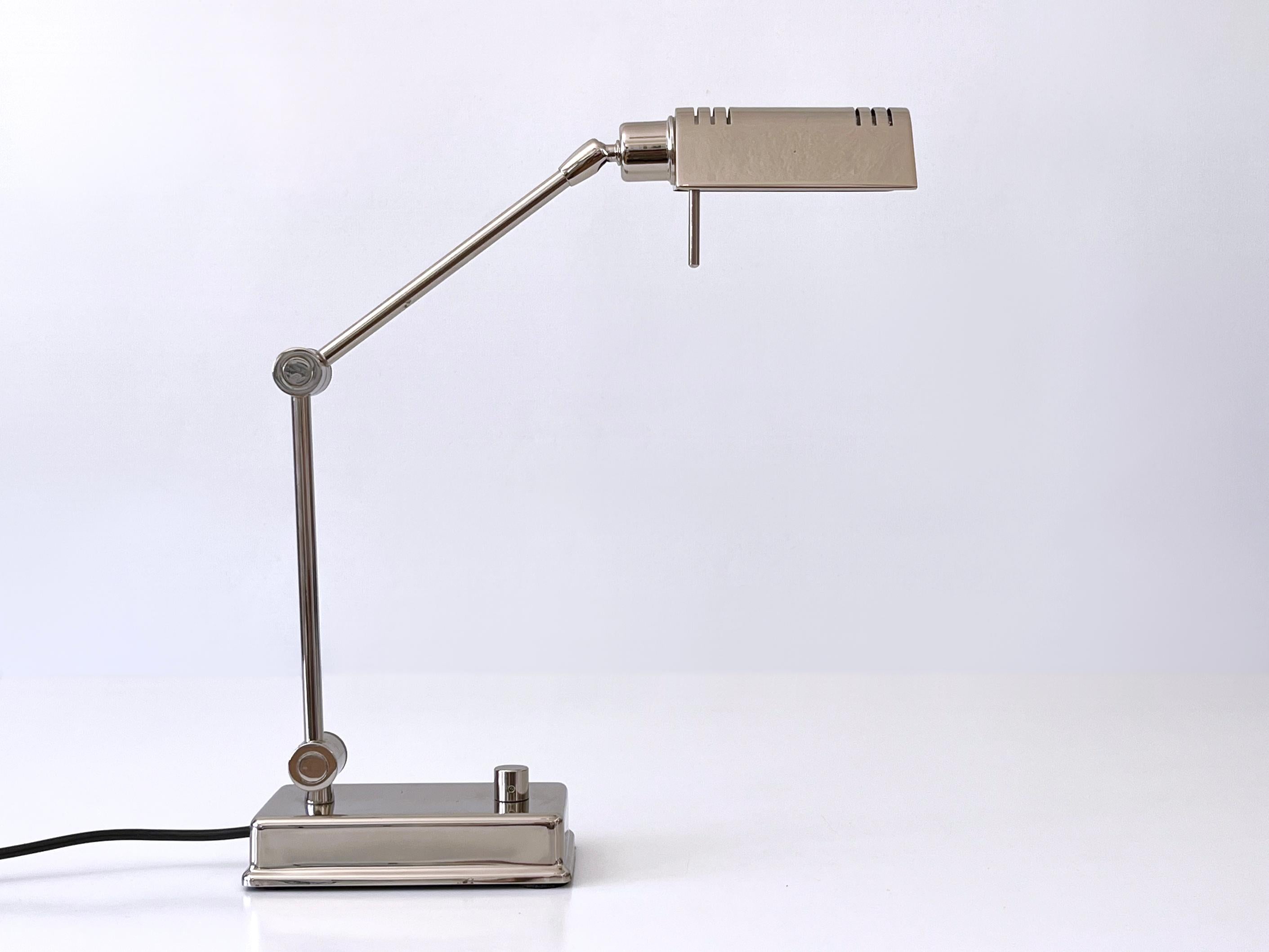 Adjustable Nickel-Plated Brass Desk Light by Holtkötter Germany 1980s For Sale 6