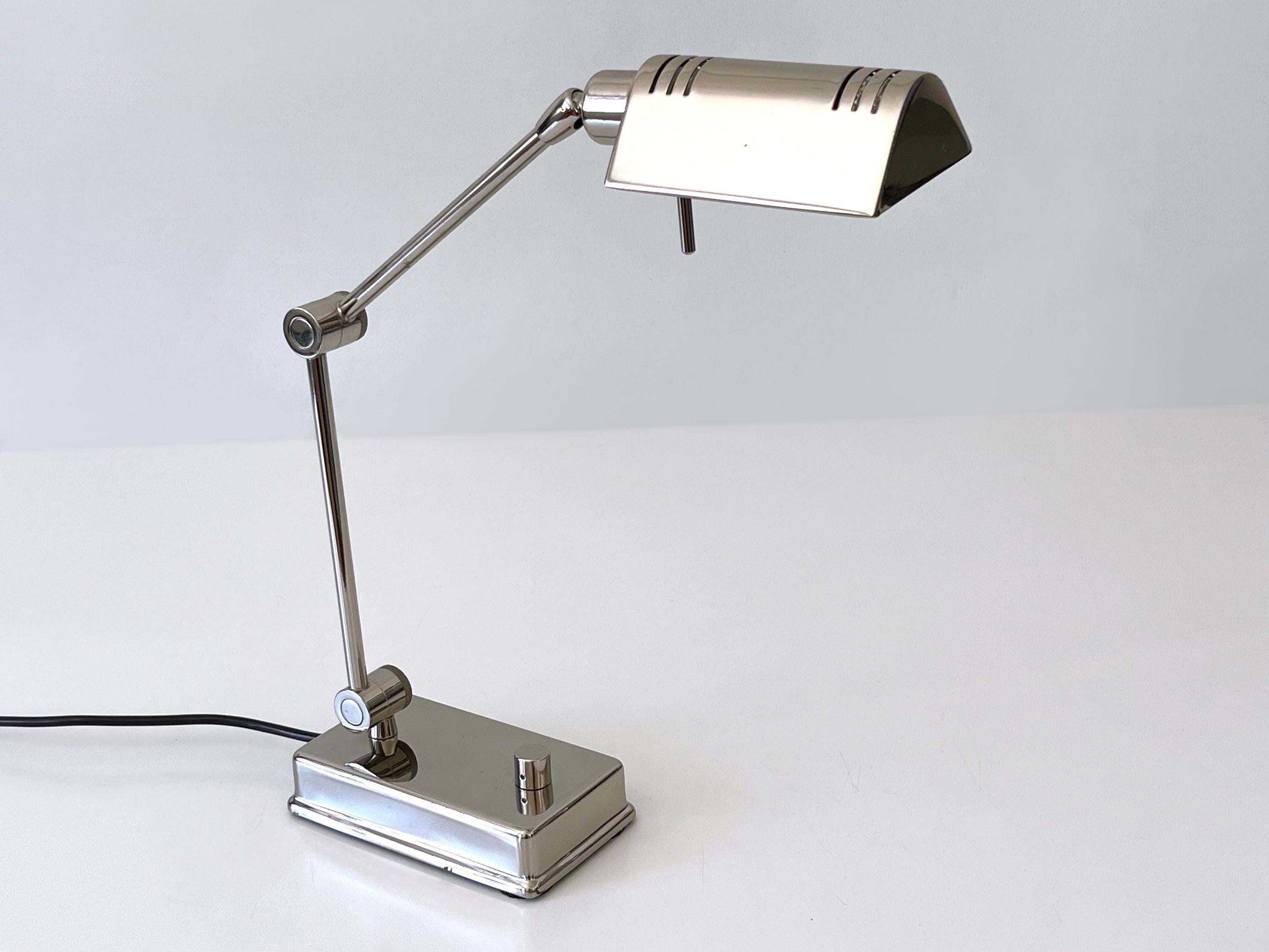 Adjustable Nickel-Plated Brass Desk Light by Holtkötter Germany 1980s For Sale 8