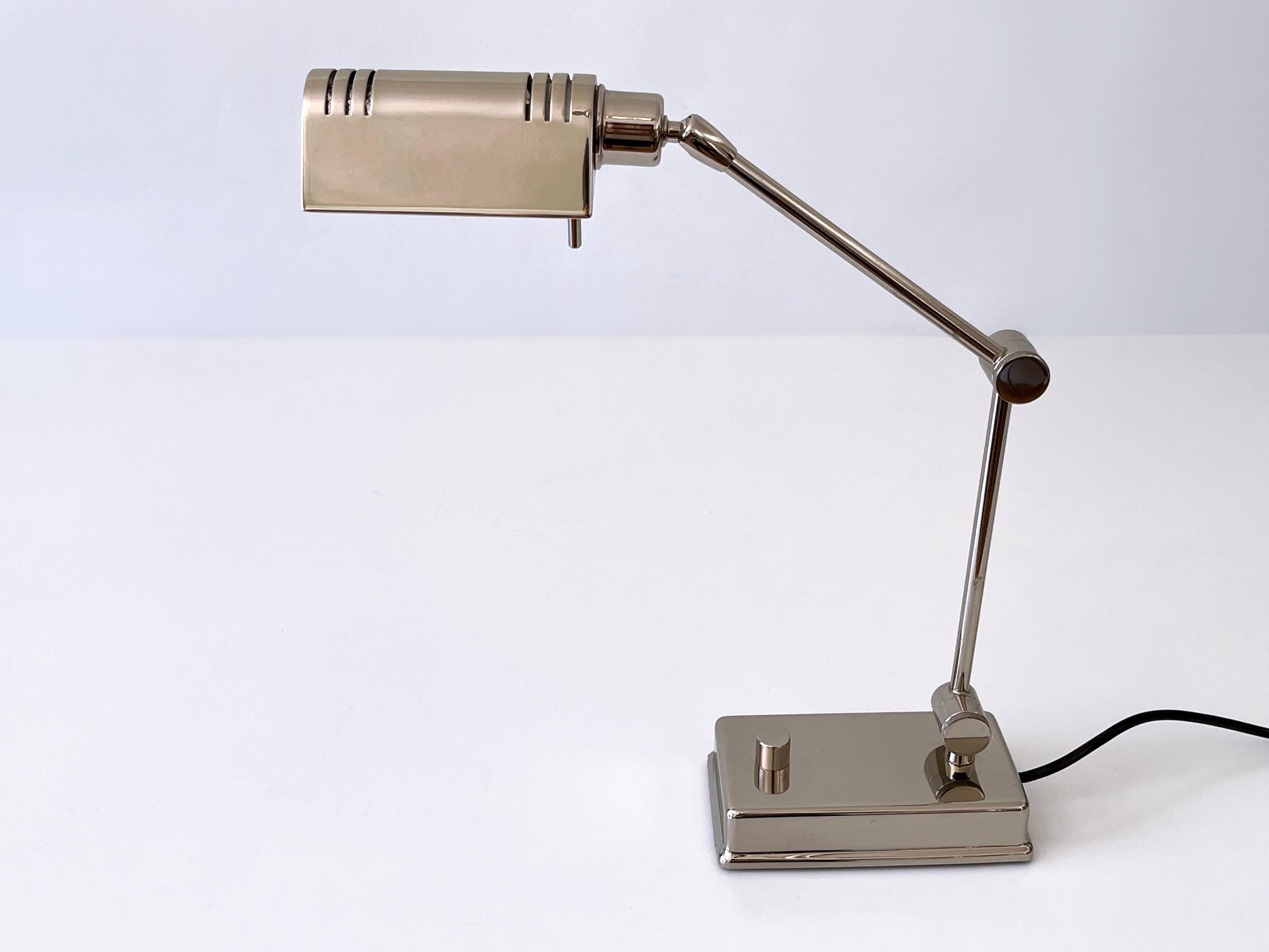Post-Modern Adjustable Nickel-Plated Brass Desk Light by Holtkötter Germany 1980s For Sale