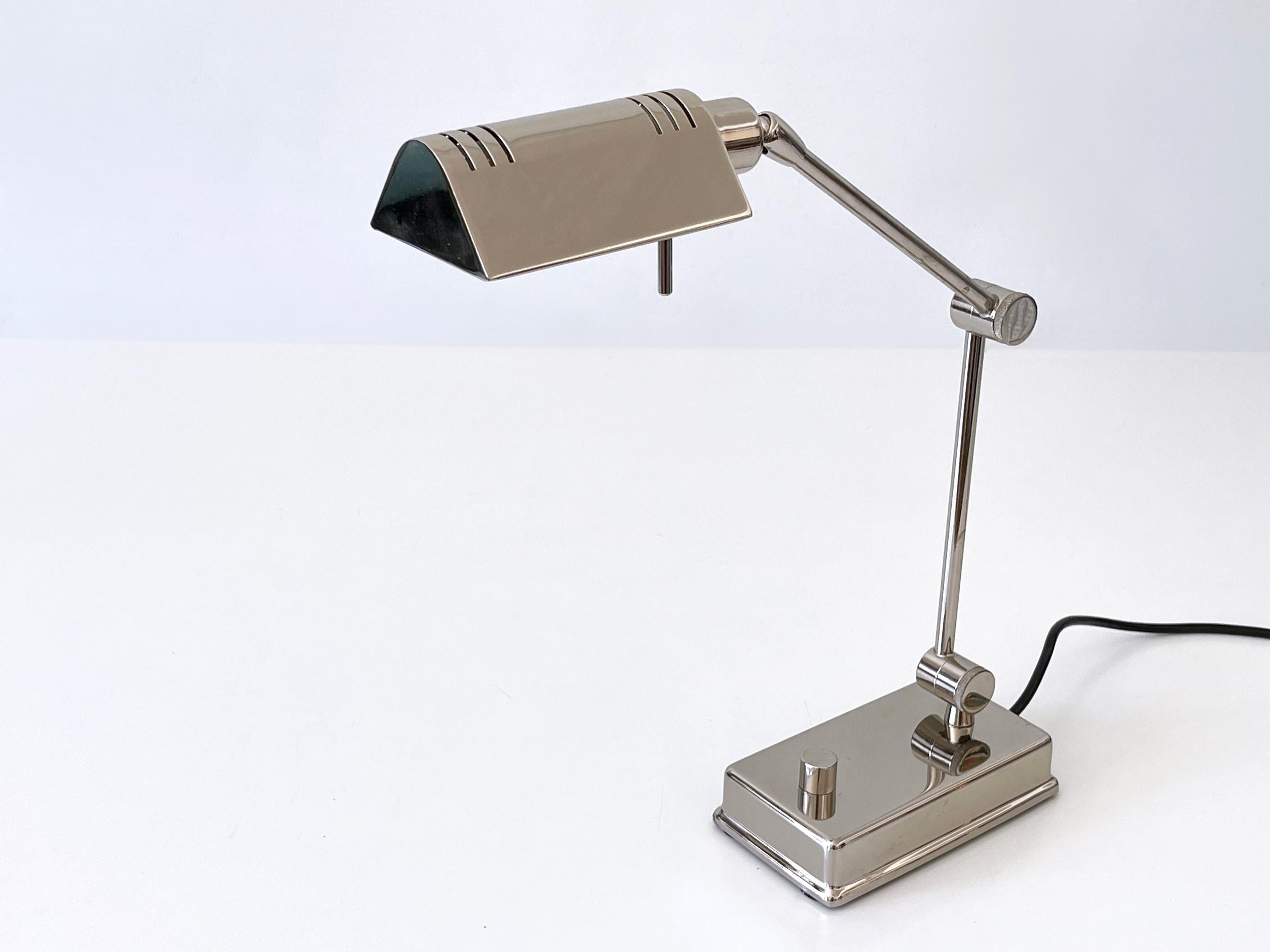 Late 20th Century Adjustable Nickel-Plated Brass Desk Light by Holtkötter Germany 1980s For Sale