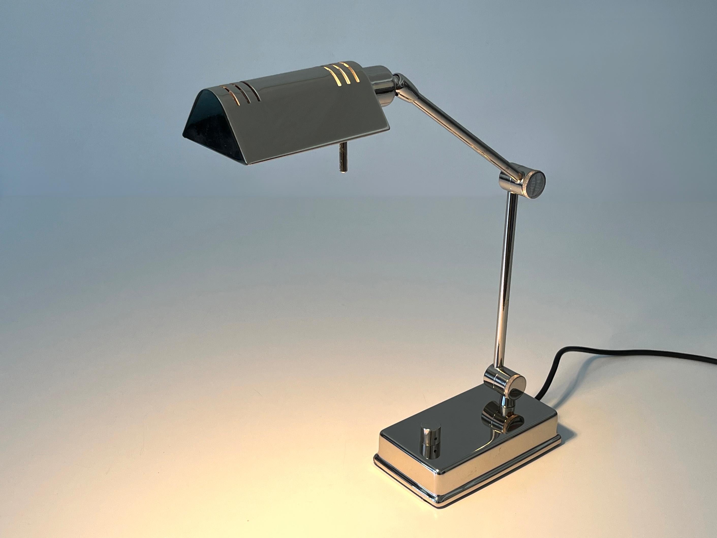 Adjustable Nickel-Plated Brass Desk Light by Holtkötter Germany 1980s For Sale 1