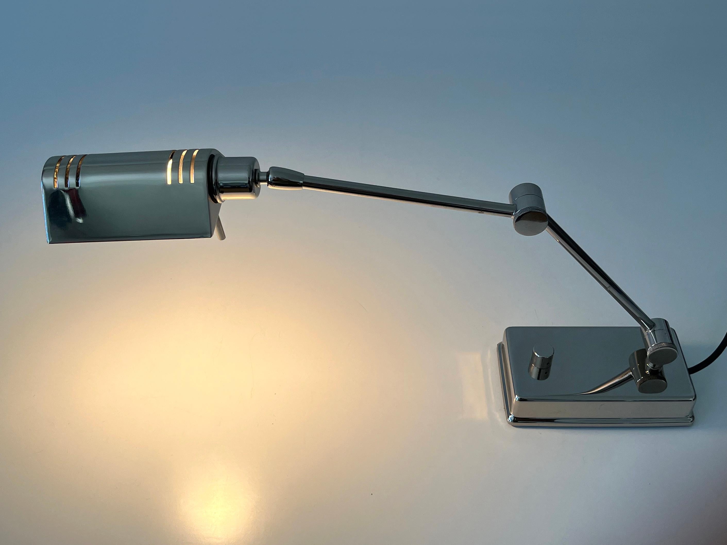 Adjustable Nickel-Plated Brass Desk Light by Holtkötter Germany 1980s For Sale 4