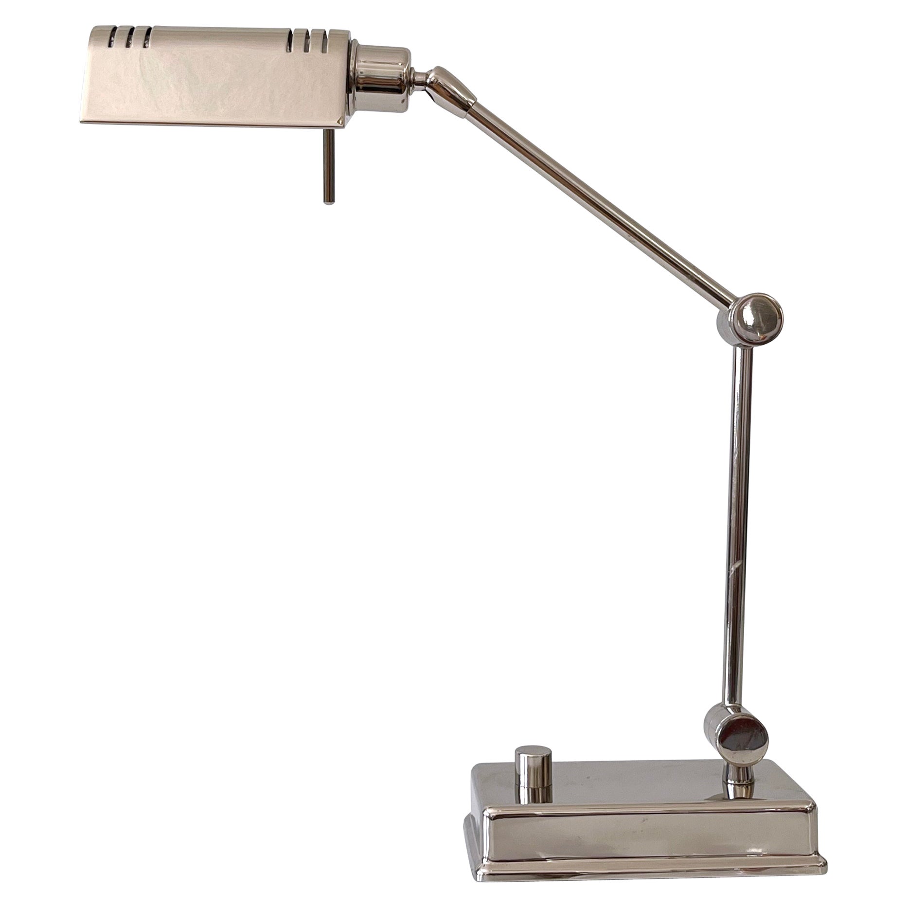 Adjustable Nickel-Plated Brass Desk Light by Holtkötter Germany 1980s For Sale