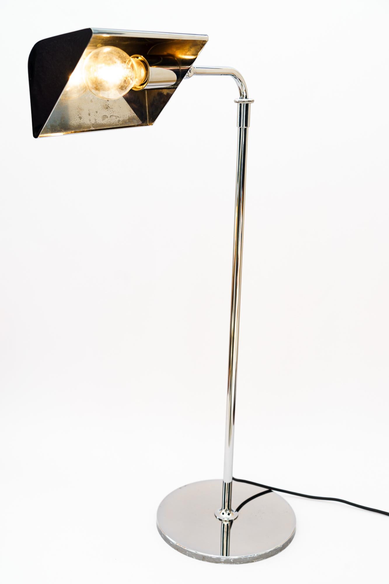 Adjustable Nickel-Plated Floor Lamp Vienna Around 1950s For Sale 3