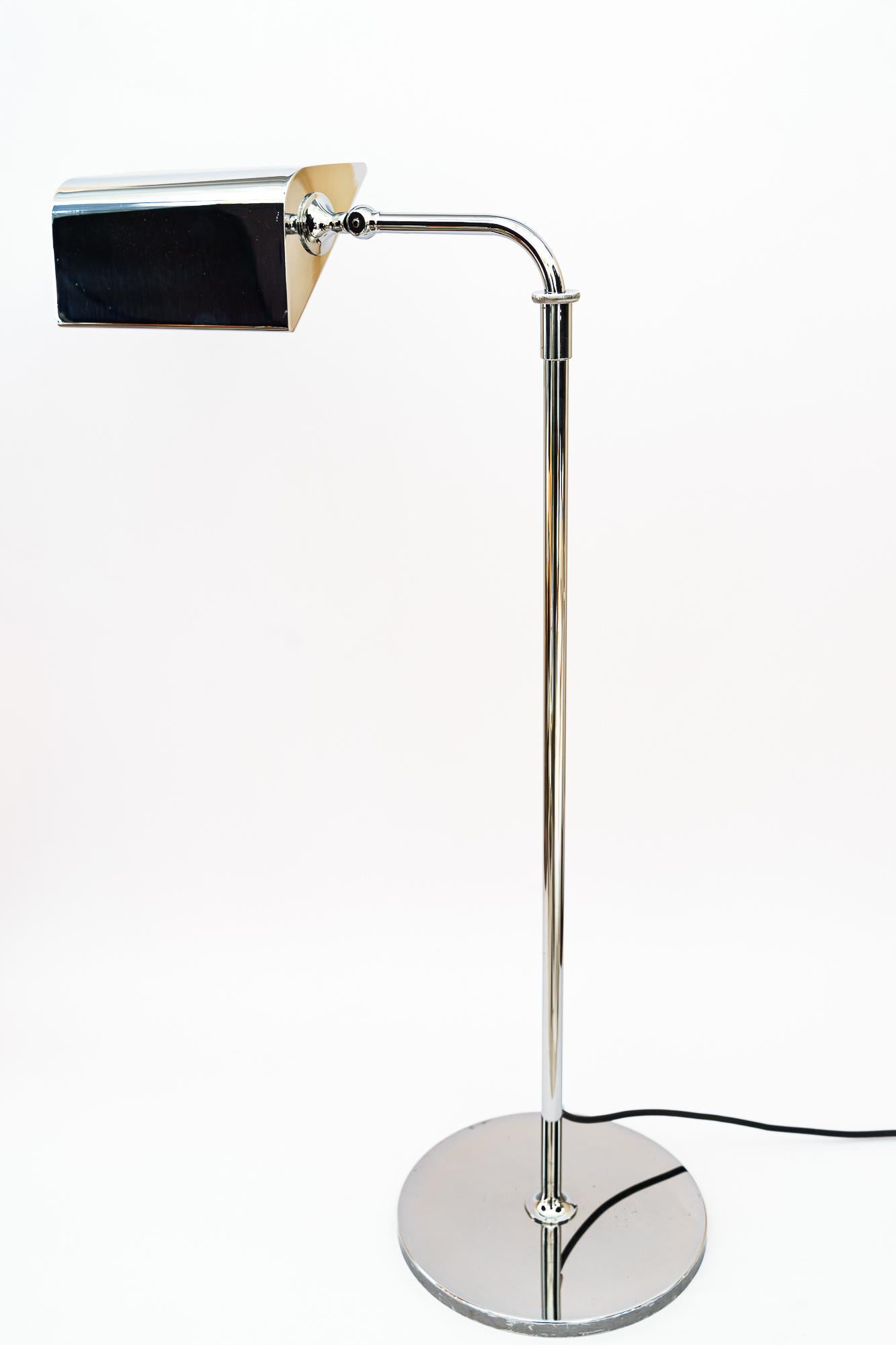 Mid-Century Modern Adjustable Nickel-Plated Floor Lamp Vienna Around 1950s For Sale