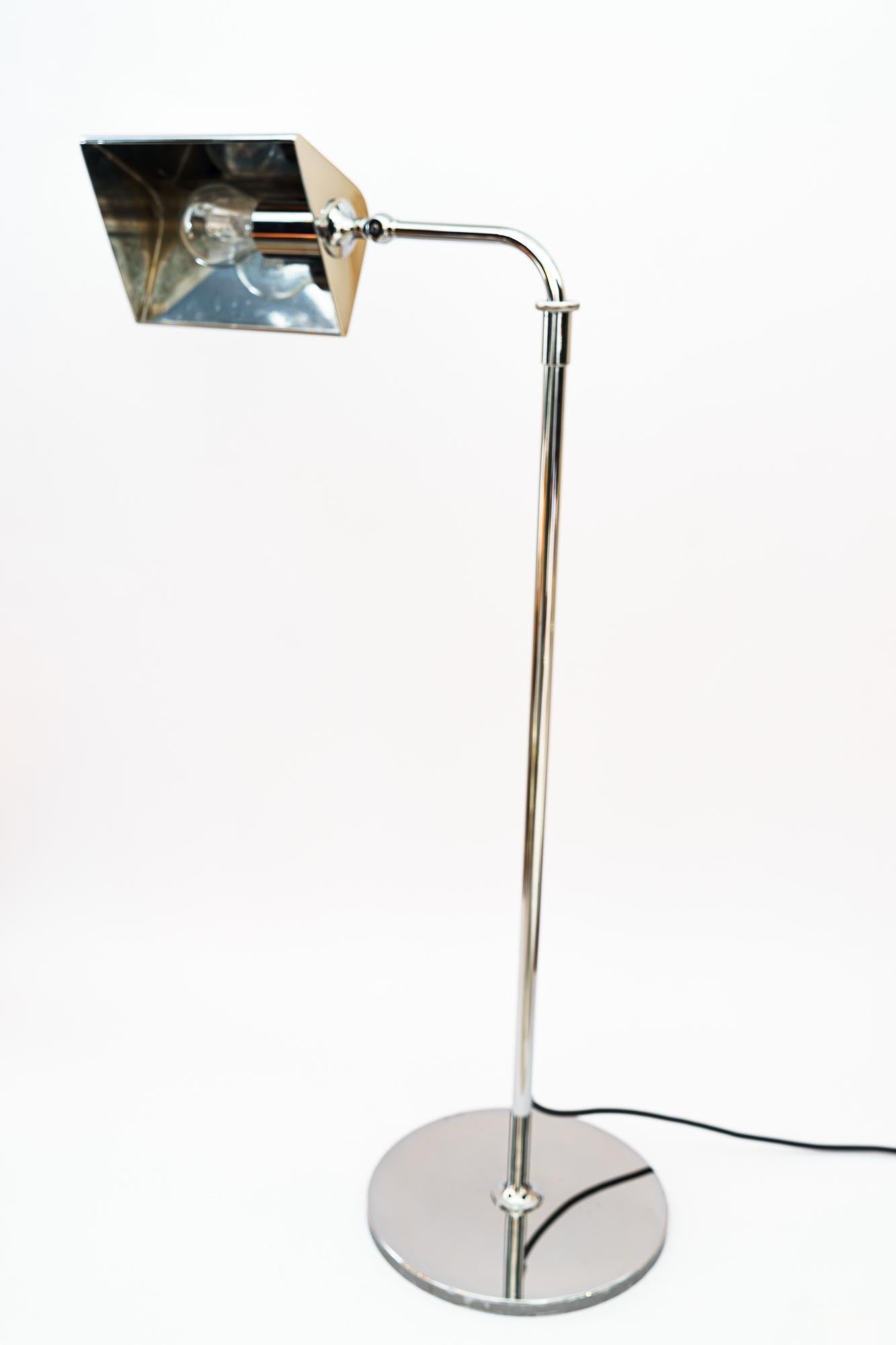 Austrian Adjustable Nickel-Plated Floor Lamp Vienna Around 1950s For Sale