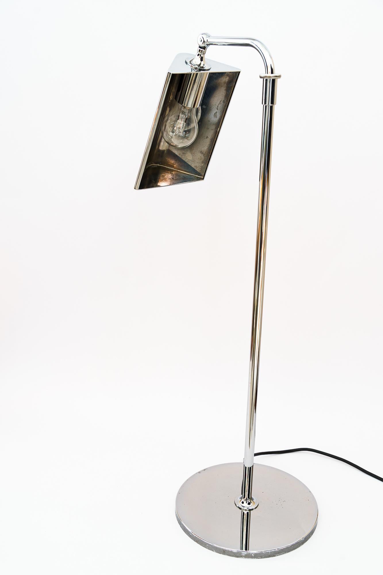 Adjustable Nickel-Plated Floor Lamp Vienna Around 1950s In Good Condition For Sale In Wien, AT