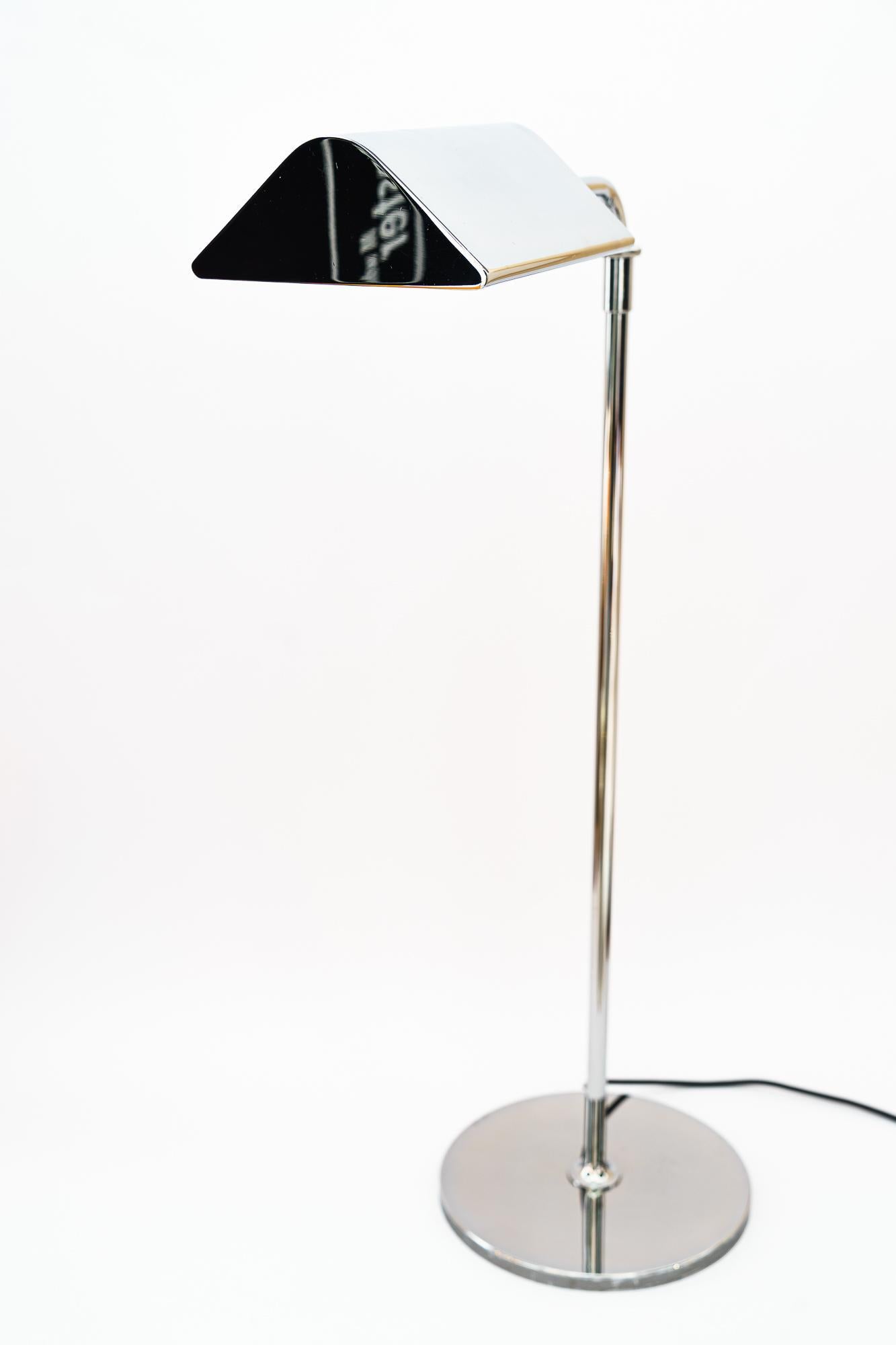 Brass Adjustable Nickel-Plated Floor Lamp Vienna Around 1950s For Sale