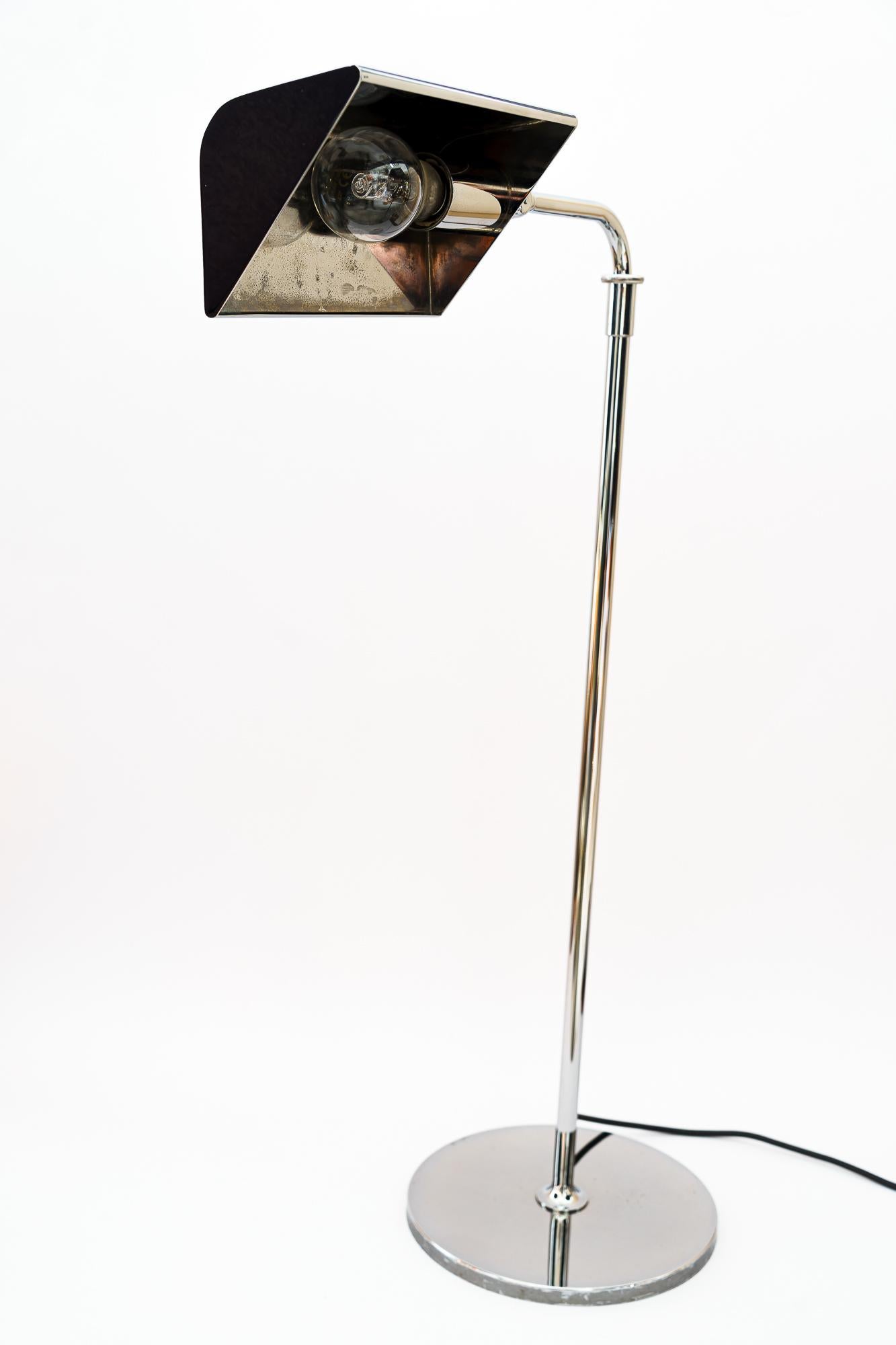 Adjustable Nickel-Plated Floor Lamp Vienna Around 1950s For Sale 1