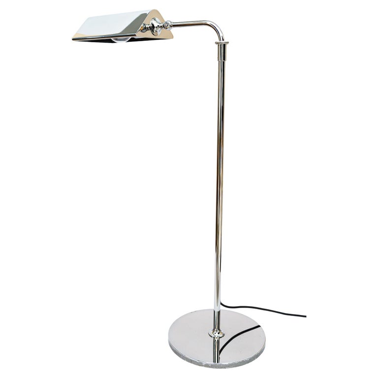 Industrial Chrome / Nickel-Plated Adjustable Floor Lamp For Sale at 1stDibs