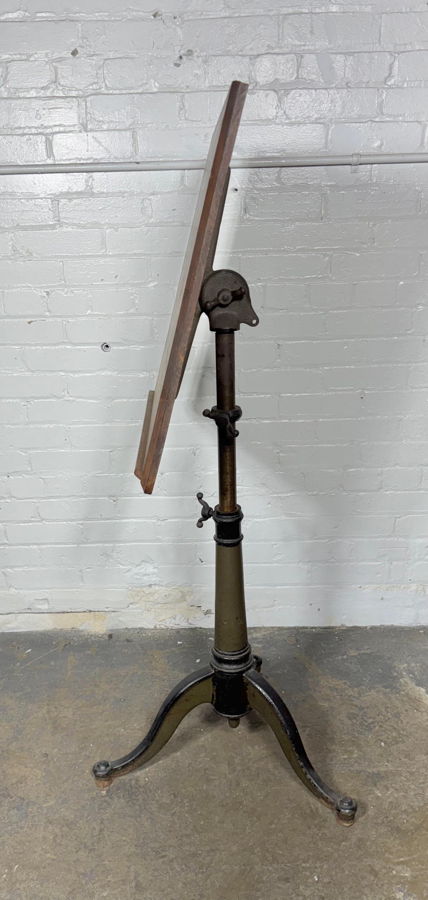 Adjustable Oak and Cast Iron Industrial Drafting Table / Dietzgen 3