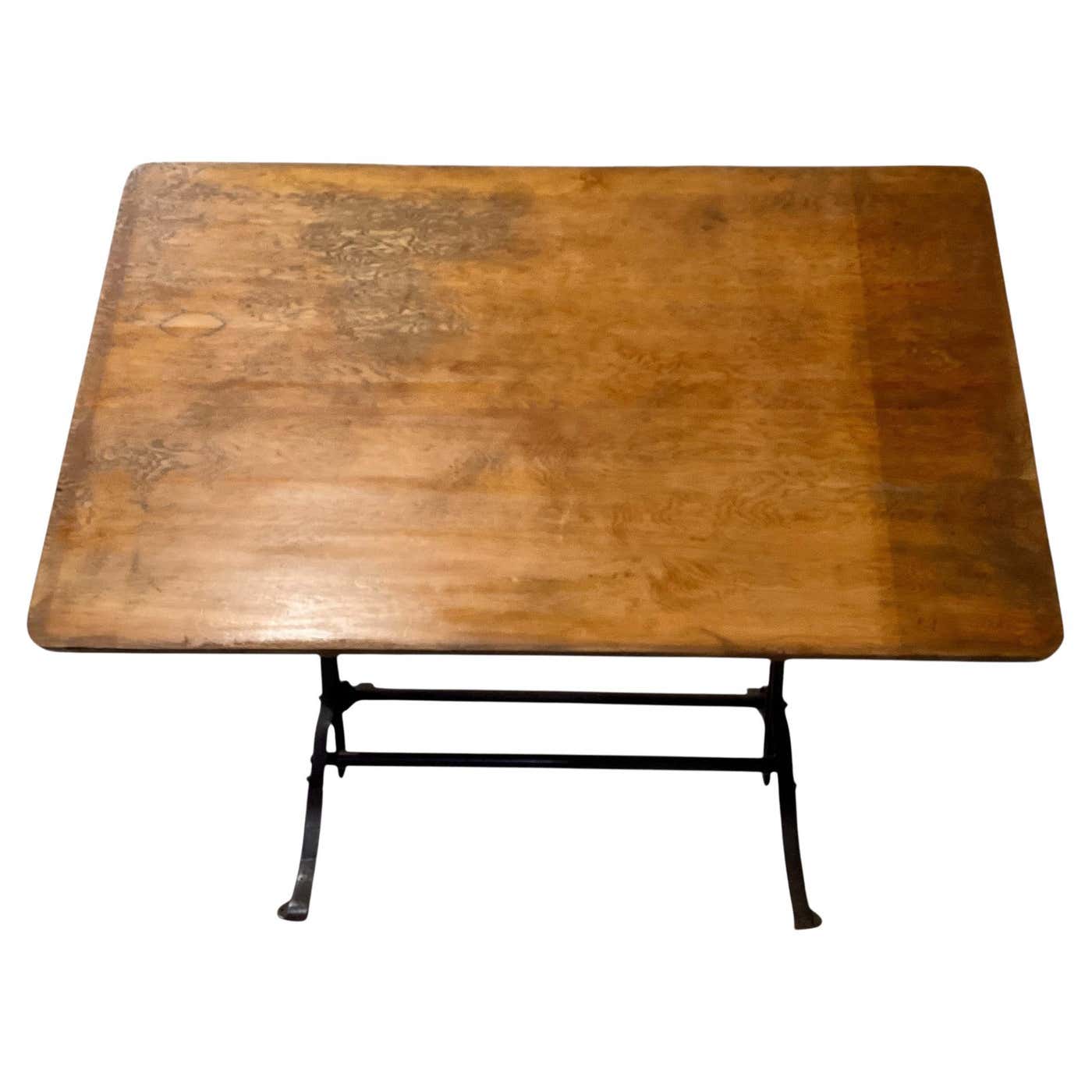 Adjustable Oak Drafting Table With Cast Iron Base. For Sale at 1stDibs