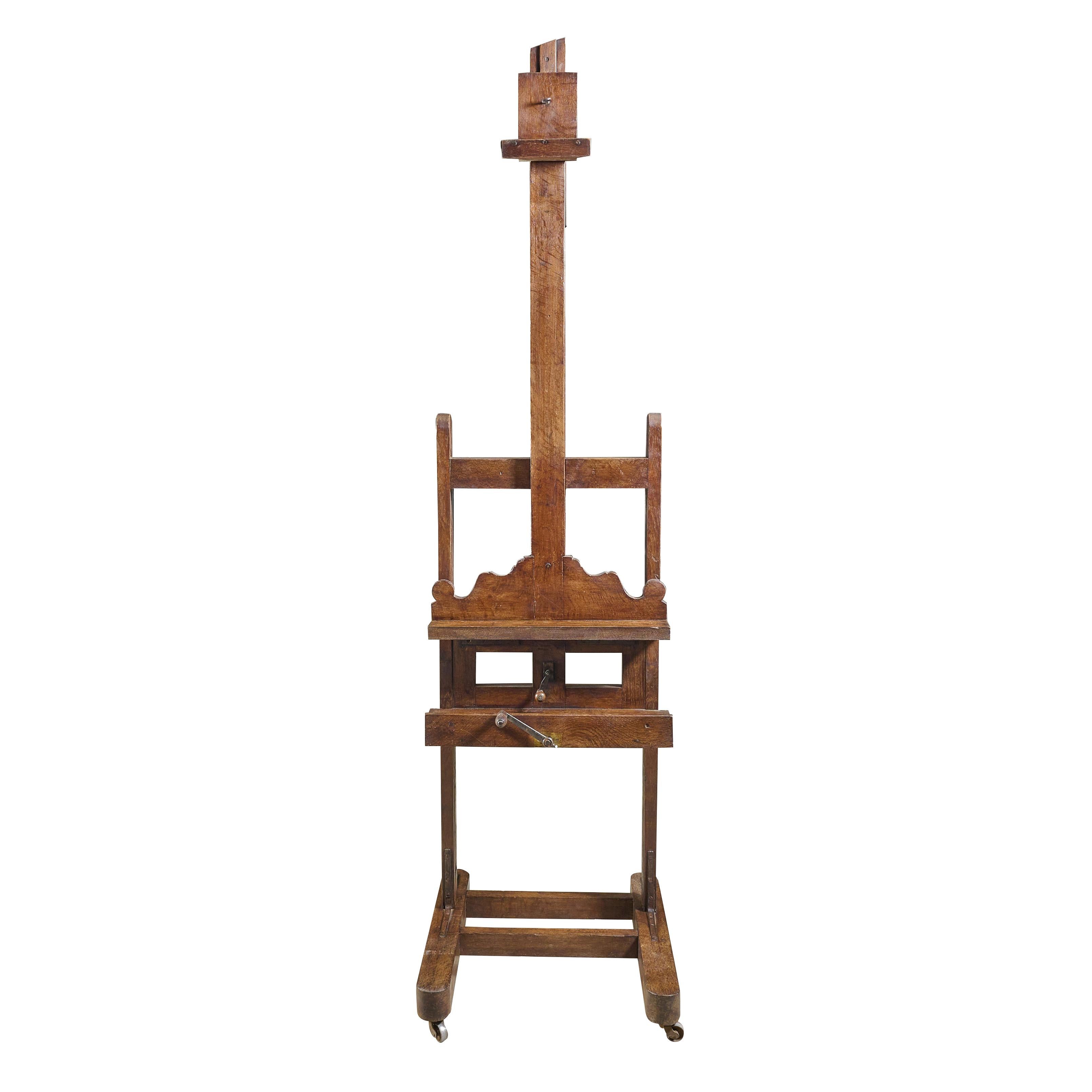 Fantastic oak artist easel with crank and adjustable angle. Extremely cool and rare.

