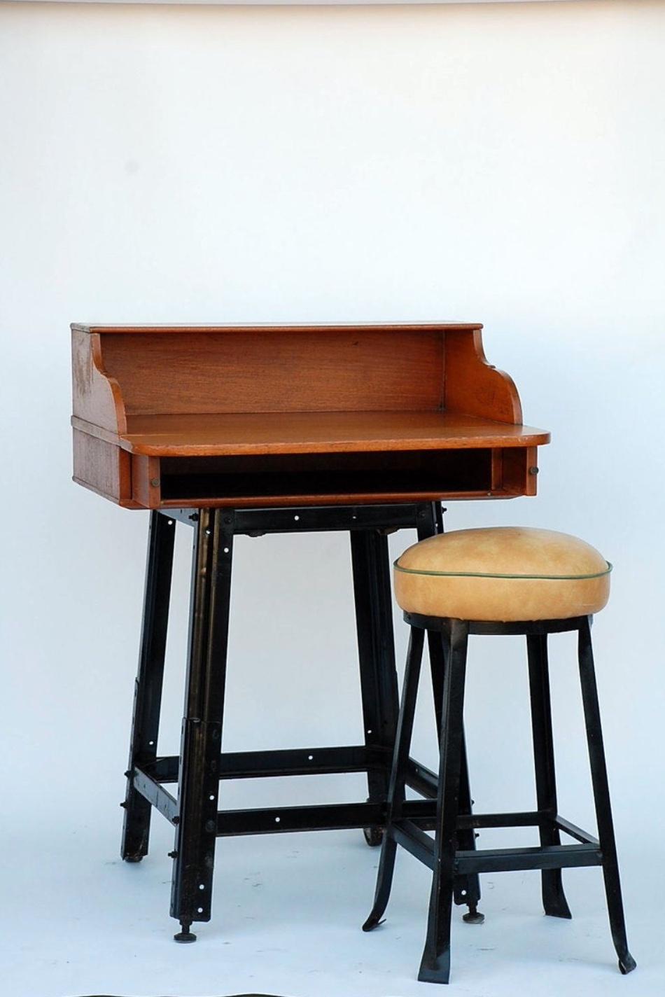 Bog Wood Adjustable Oak Writing Table or Desk For Sale