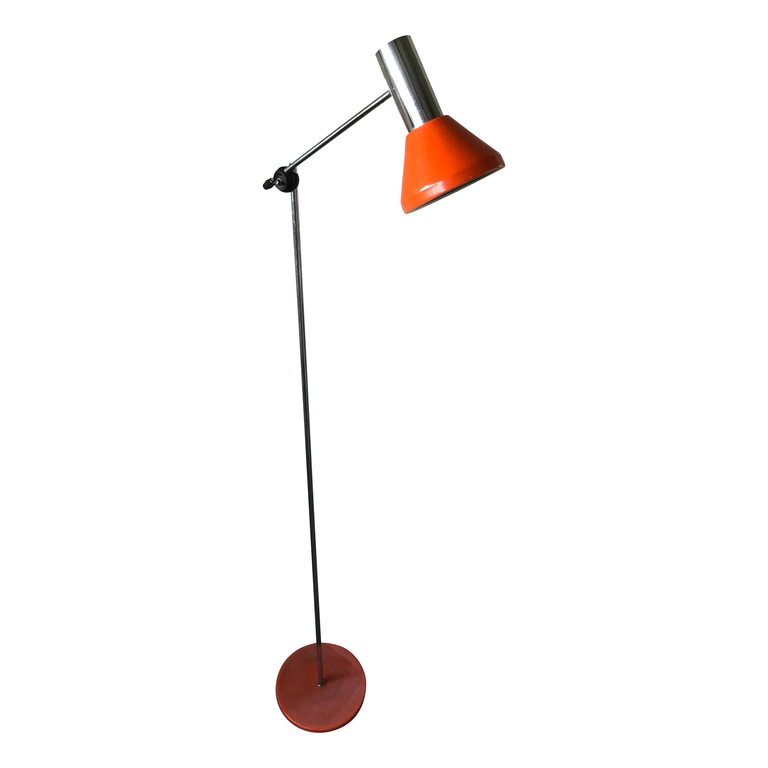 Adjustable Orange Floor Lamp, 1960s For Sale