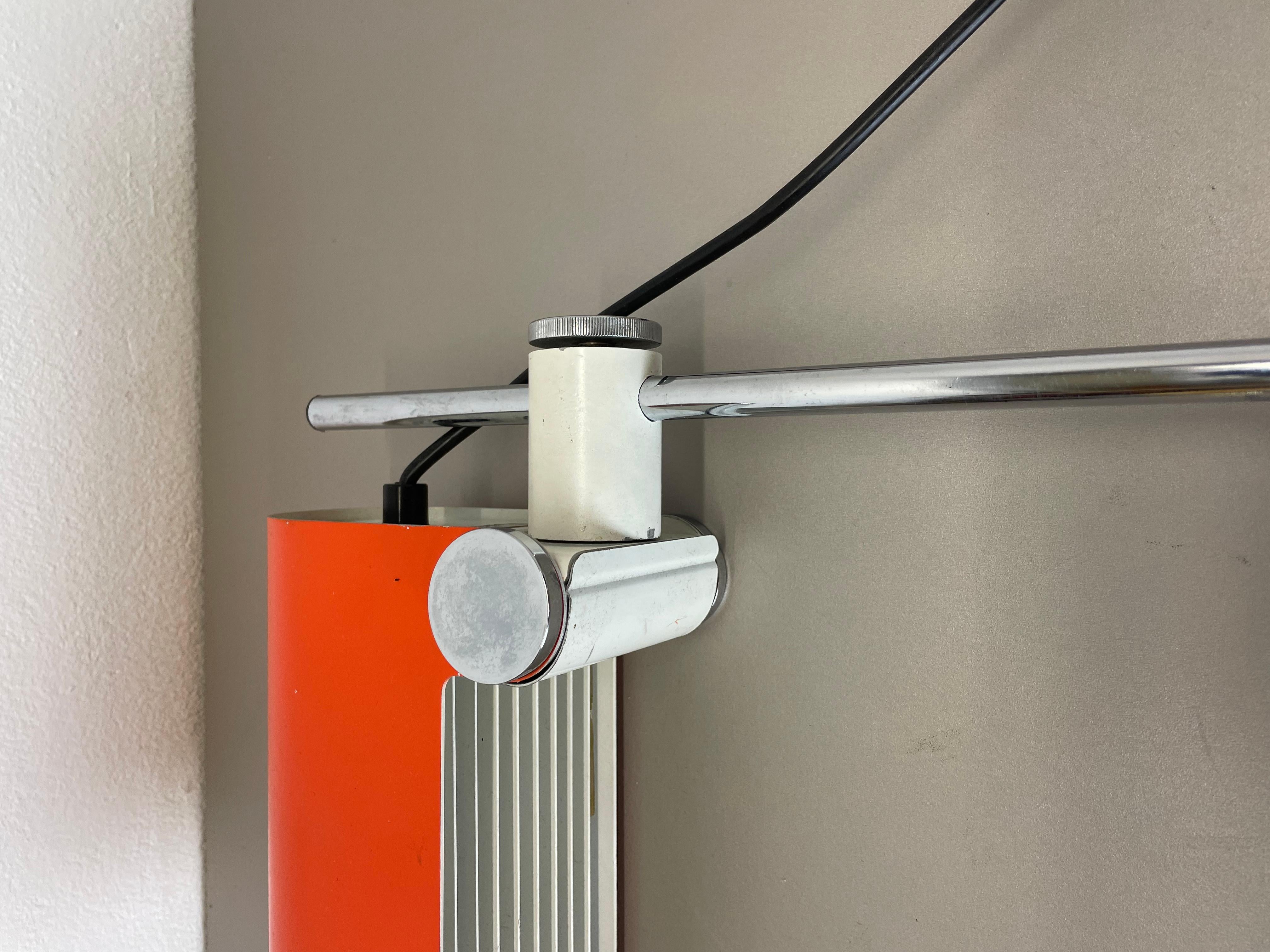 Adjustable Orange Metal Wall Light by Wilhem Braun-Feldweg Doria Light, Germany For Sale 6