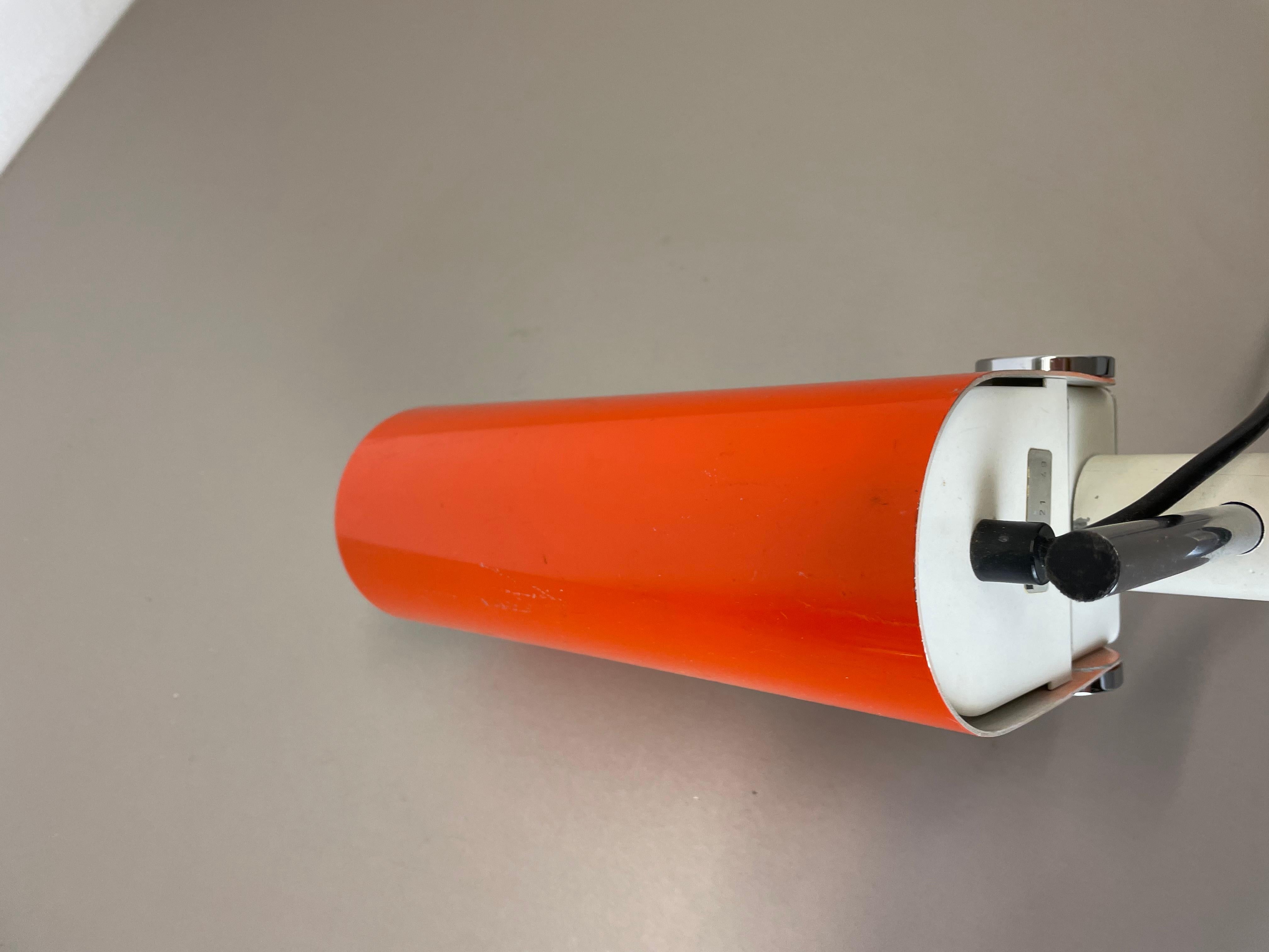 Adjustable Orange Metal Wall Light by Wilhem Braun-Feldweg Doria Light, Germany For Sale 9