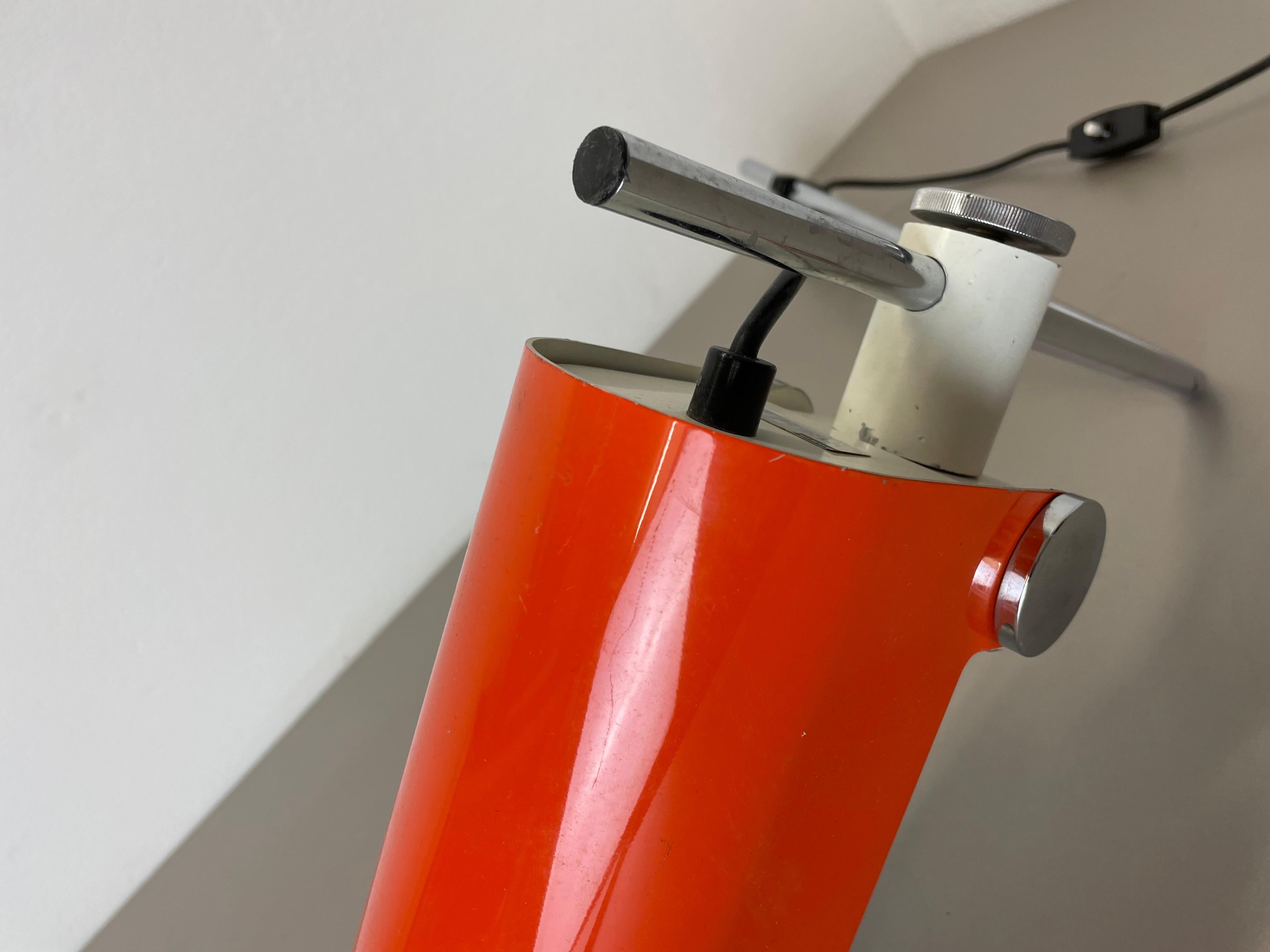 Adjustable Orange Metal Wall Light by Wilhem Braun-Feldweg Doria Light, Germany For Sale 10