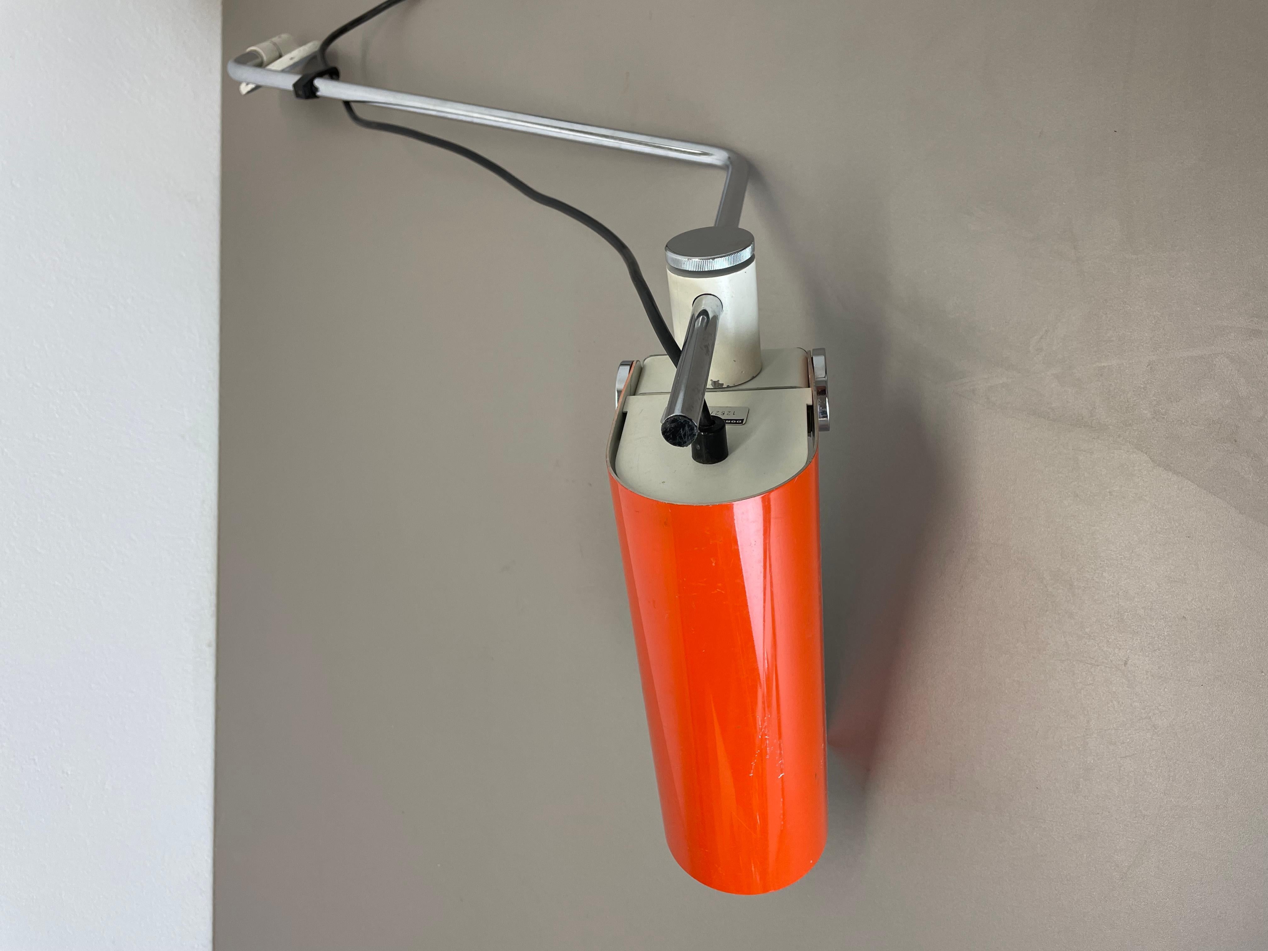 Adjustable Orange Metal Wall Light by Wilhem Braun-Feldweg Doria Light, Germany For Sale 12